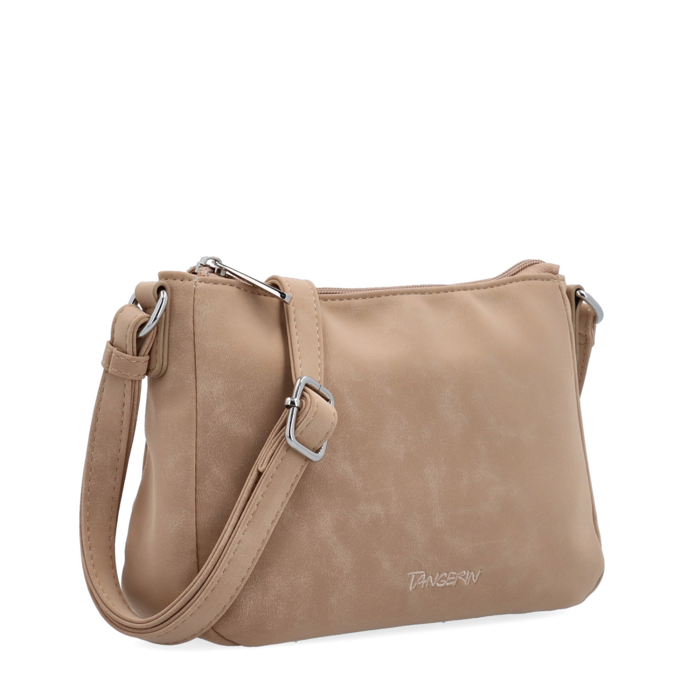 Malá minimalistická crossbody kabelka s hebkým povrchem Tangerin materiál syntetická kůže zapínání na zip barva béžová velikost malá 7016 SAN
