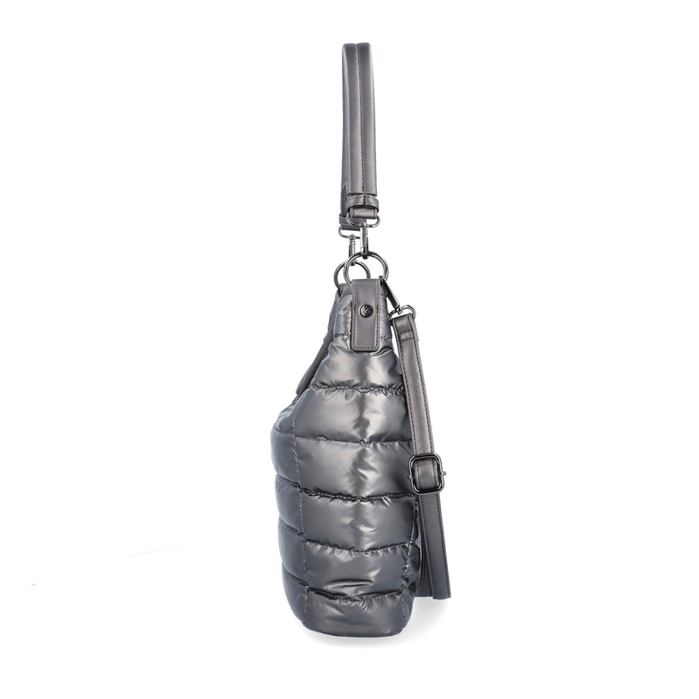 Měkká kabelka s prošíváním a elegantním nádechem Carmelo materiál nylon zapínání na zip barva metalická velikost střední 4383 TI Z boku