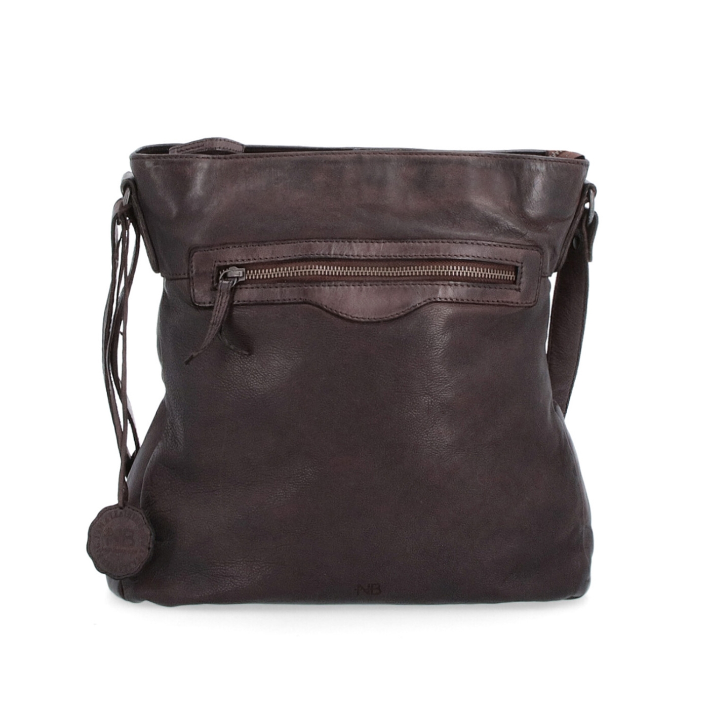 Kožená crossbody s přední zipovou kapsou Noelia Bolger materiál kůže zapínání na zip barva hnědá velikost střední NB 2103 H Zepředu