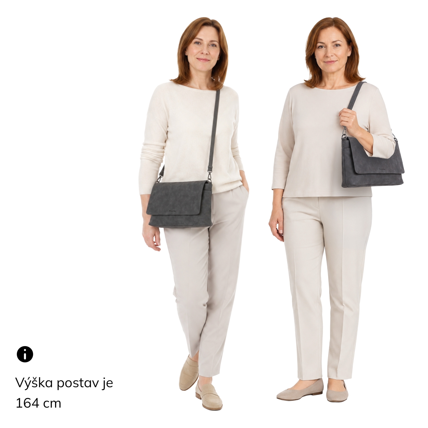 Praktická kabelka s klopou a promyšleným uspořádáním Tangerin materiál syntetická kůže zapínání s klopou barva hnědá velikost střední 1122 H Na postavě
