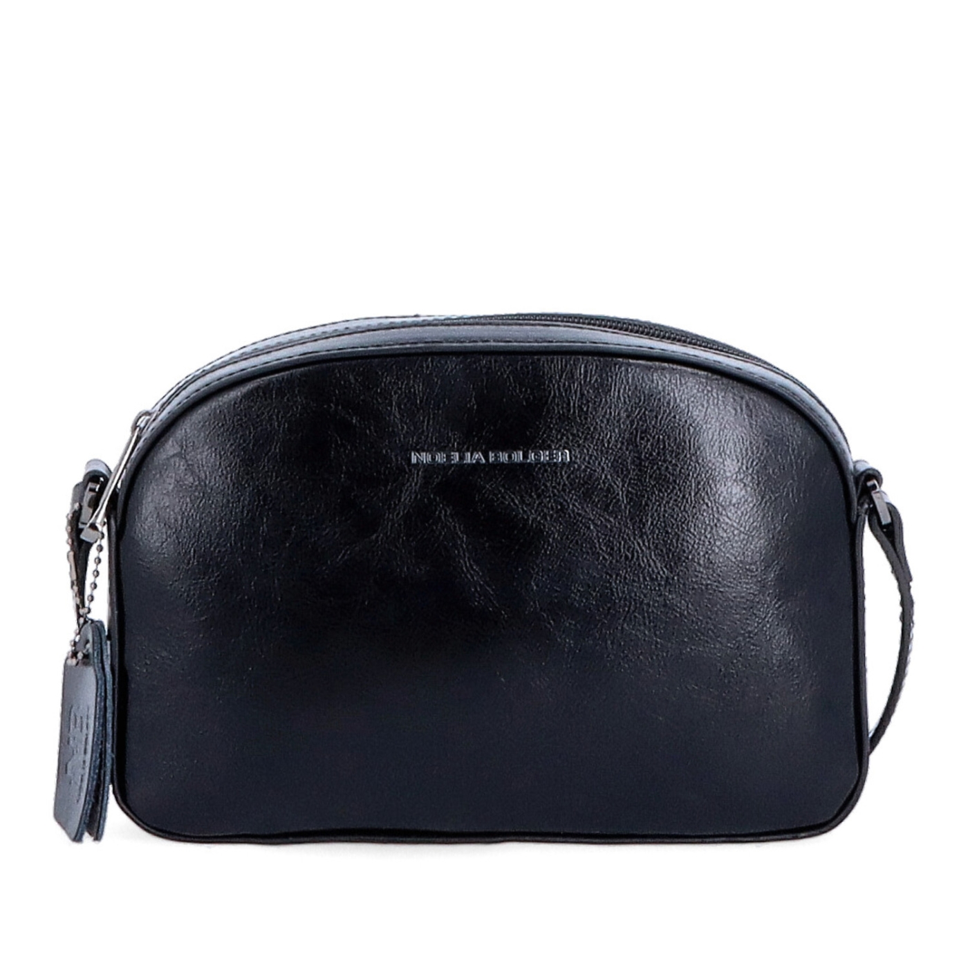 Malá minimalistická kožená crossbody kabelka Noelia Bolger materiál kůže zapínání na zip barva černá velikost malá NB 0106 C Zepředu