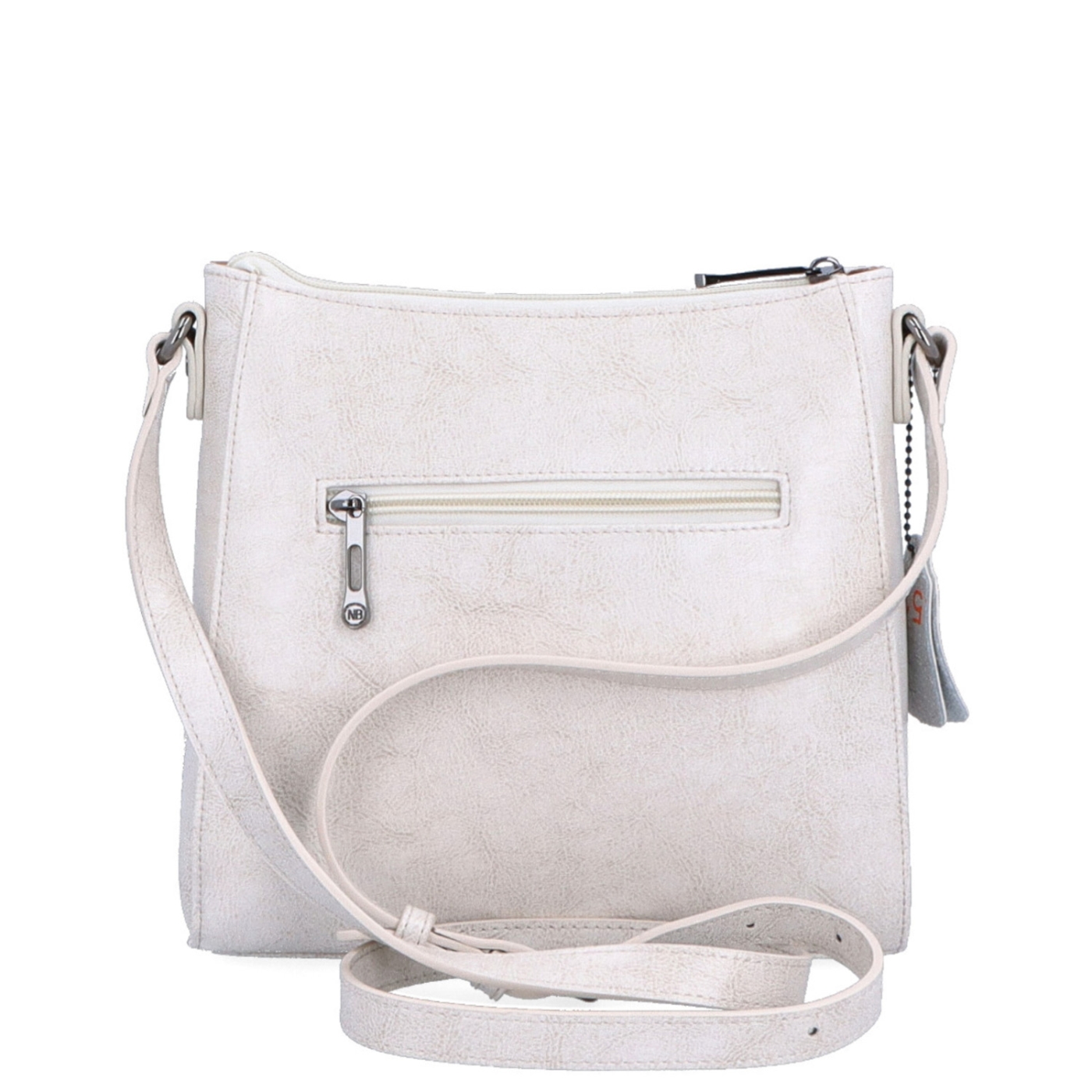 Nadčasová crossbody kabelka z pravé kůže Noelia Bolger materiál kůže zapínání na zip barva bílá velikost malá NB 0079 OW Zezadu