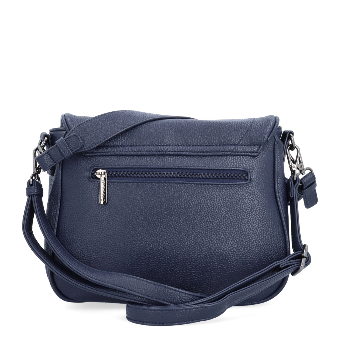 Dámská crossbody kabelka s jemnou strukturou Carmelo materiál syntetická kůže zapínání s klopou barva modrá velikost střední 4361 TM Zezadu