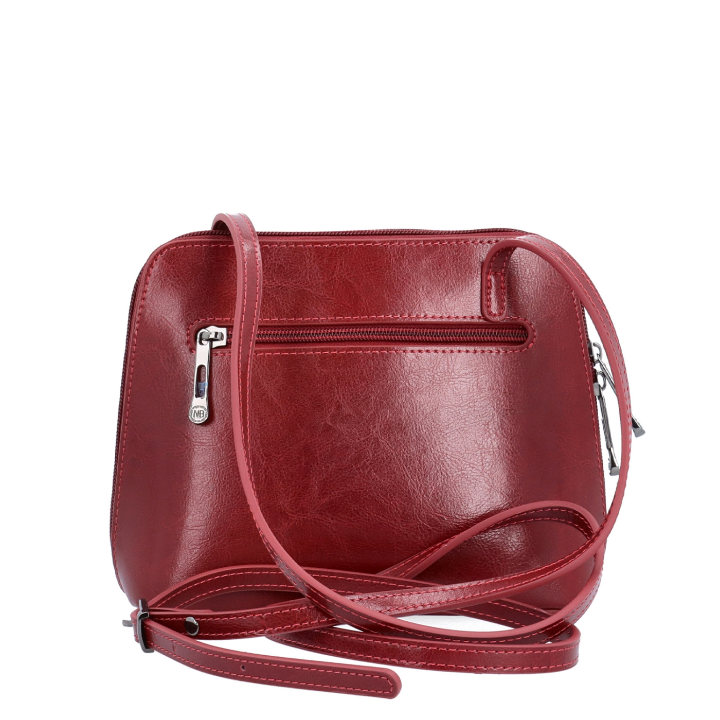 Kožená crossbody kabelka s promyšleným členěním Noelia Bolger materiál kůže zapínání na zip barva červená velikost malá NB 0115 TCV Zezadu