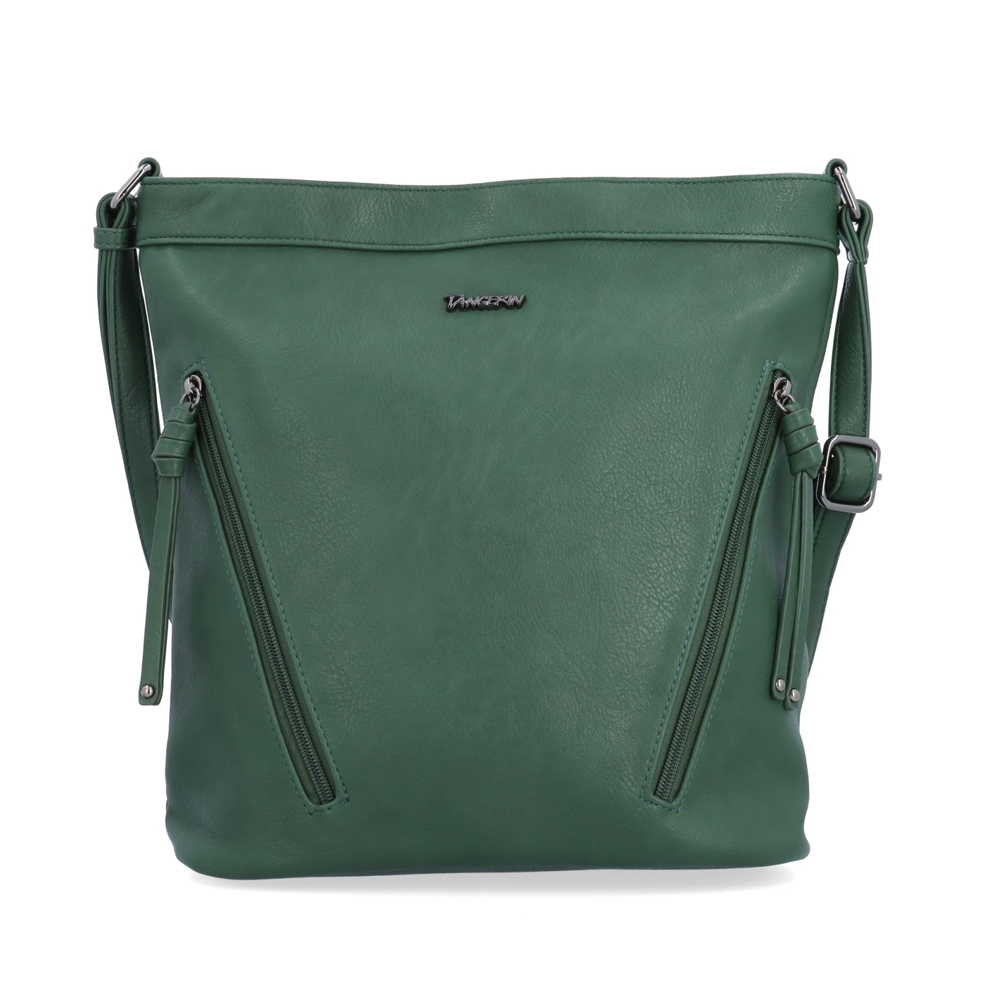 Crossbody kabelka s ozdobnými zipy Tangerin materiál syntetická kůže zapínání na zip barva zelená velikost střední 8050 TZE Zepředu