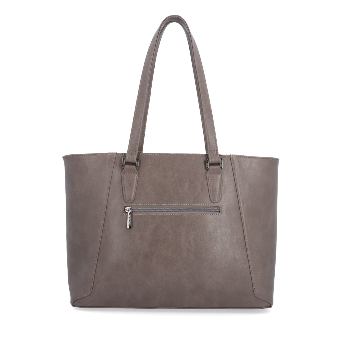 Prostorná shopper kabelka s ozdobným šátkem Le Sands materiál syntetická kůže zapínání na zip barva taupe velikost velká 7705 T Zezadu