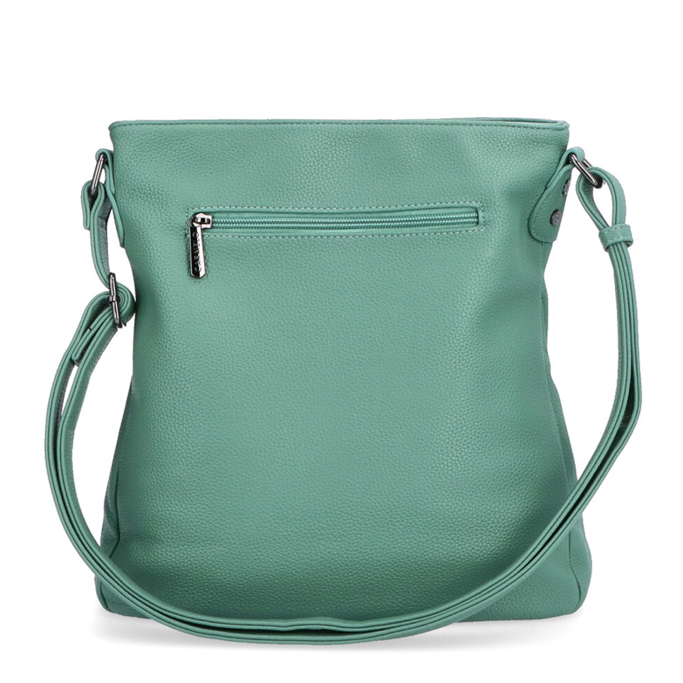 Designová crossbody kabelka Carmelo materiál syntetická kůže zapínání na zip barva zelená velikost střední 4271 ZE Zezadu