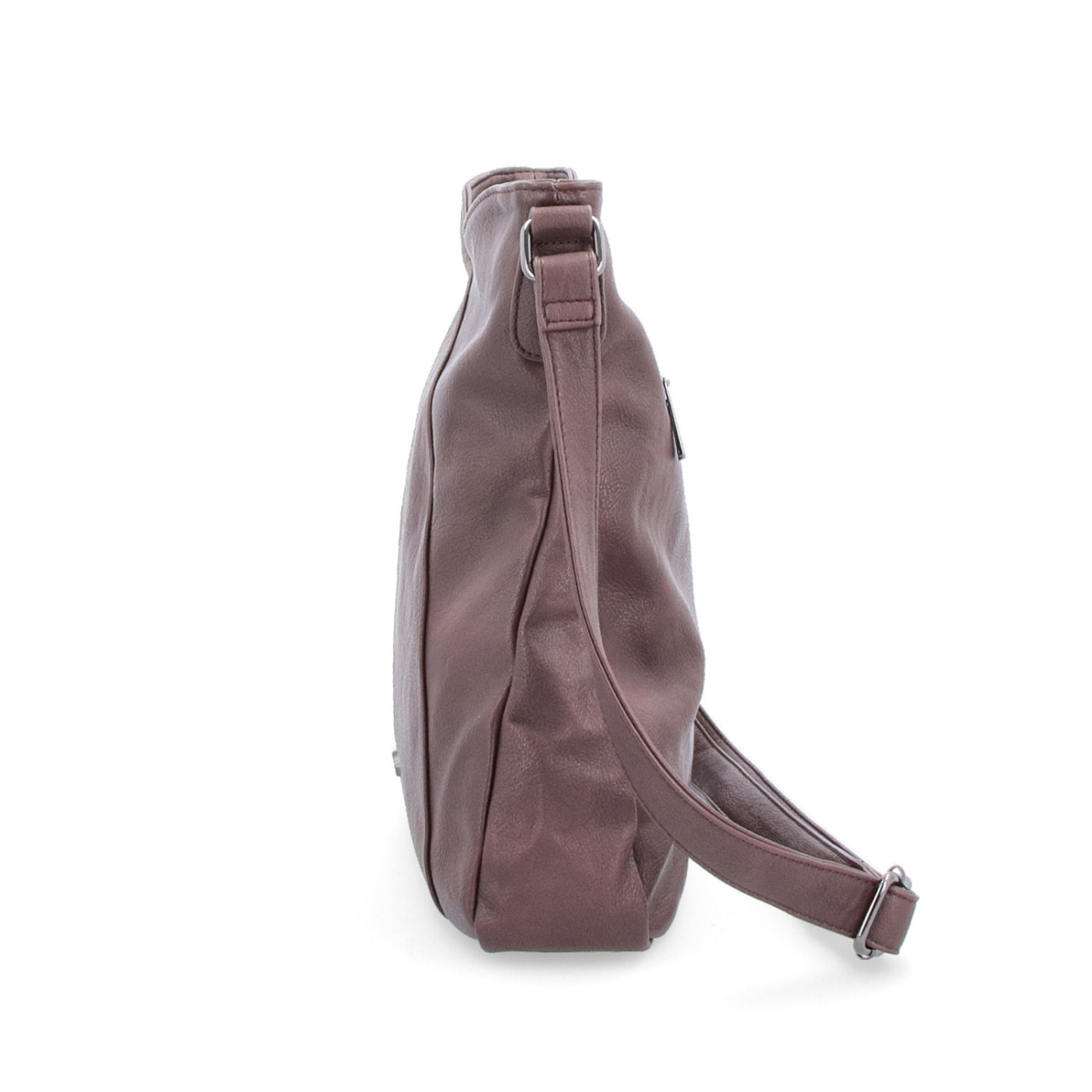 Asymetrická crossbody kabelka s prošíváním Tangerin materiál syntetická kůže zapínání na zip barva hnědá velikost střední 8023 TH Z boku
