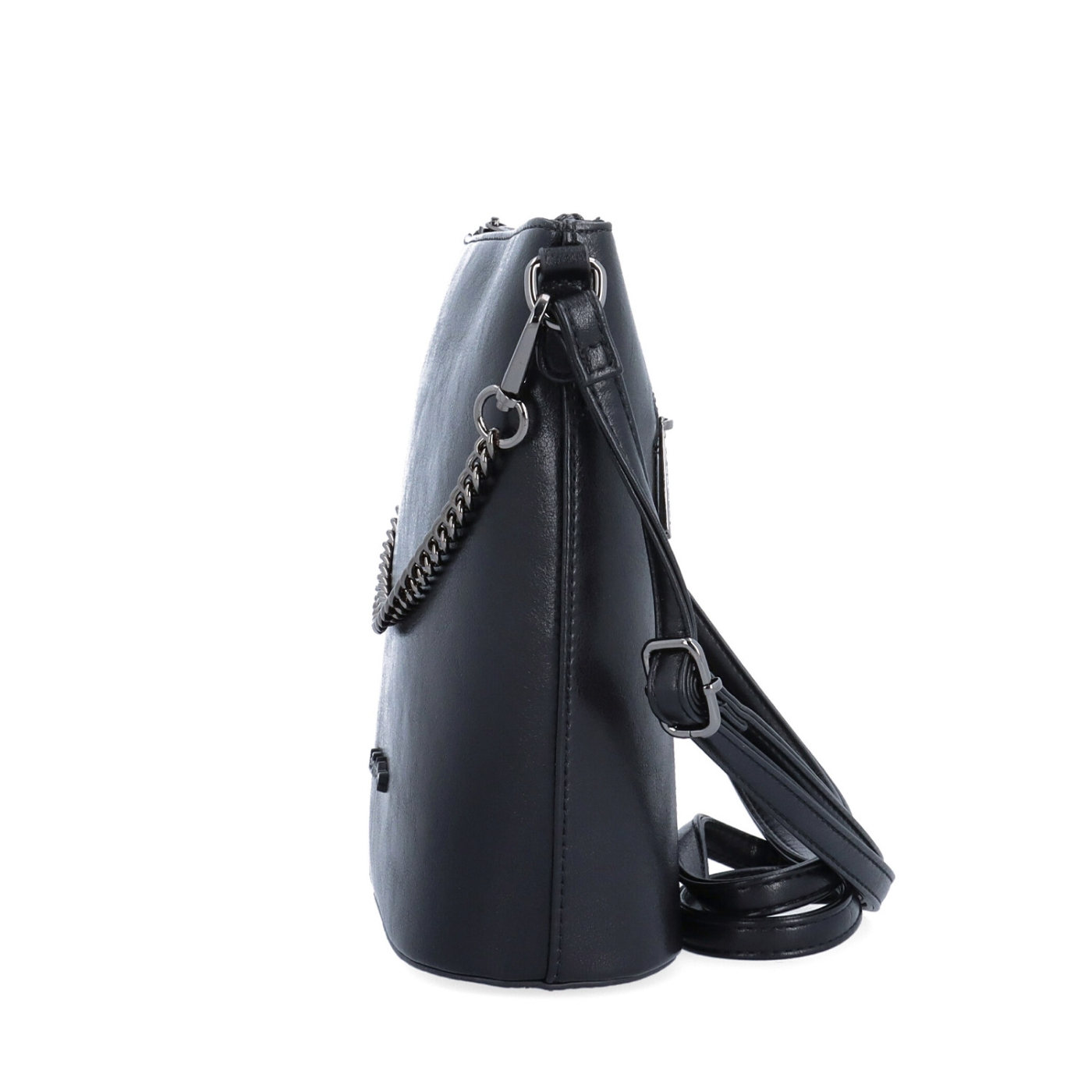 Elegantní crossbody kabelka s řetízkem Le Sands materiál syntetická kůže zapínání na zip barva černá velikost malá 7722 C Z boku