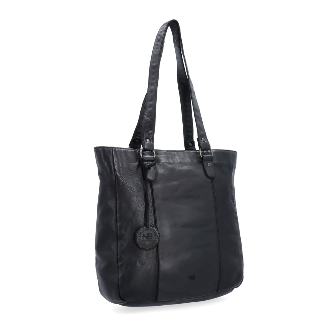Prošívaná kožená shopper kabelka přes rameno Noelia Bolger materiál kůže zapínání na zip barva černá velikost střední NB 2062 C