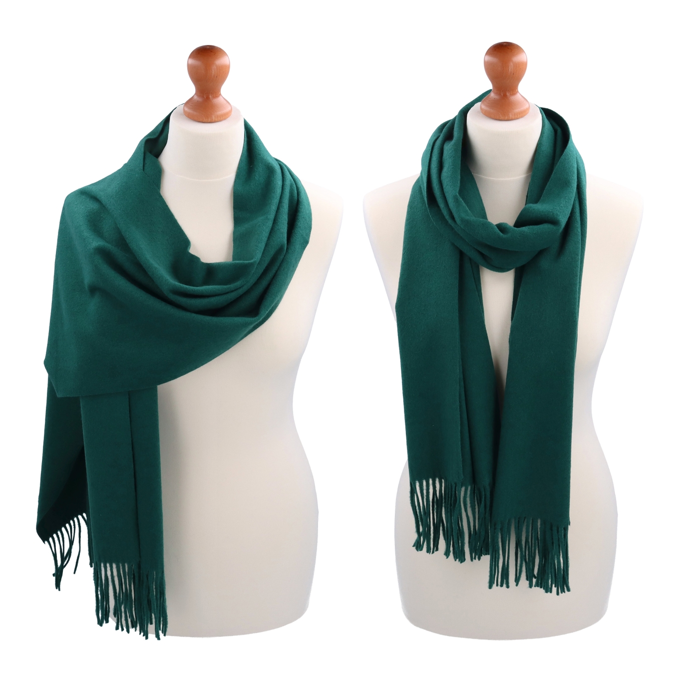Elegantní jednobarevná šála s třásněmi Noelia Bolger materiál Polyester s příměsí vlny barva zelená KZ003 - 08