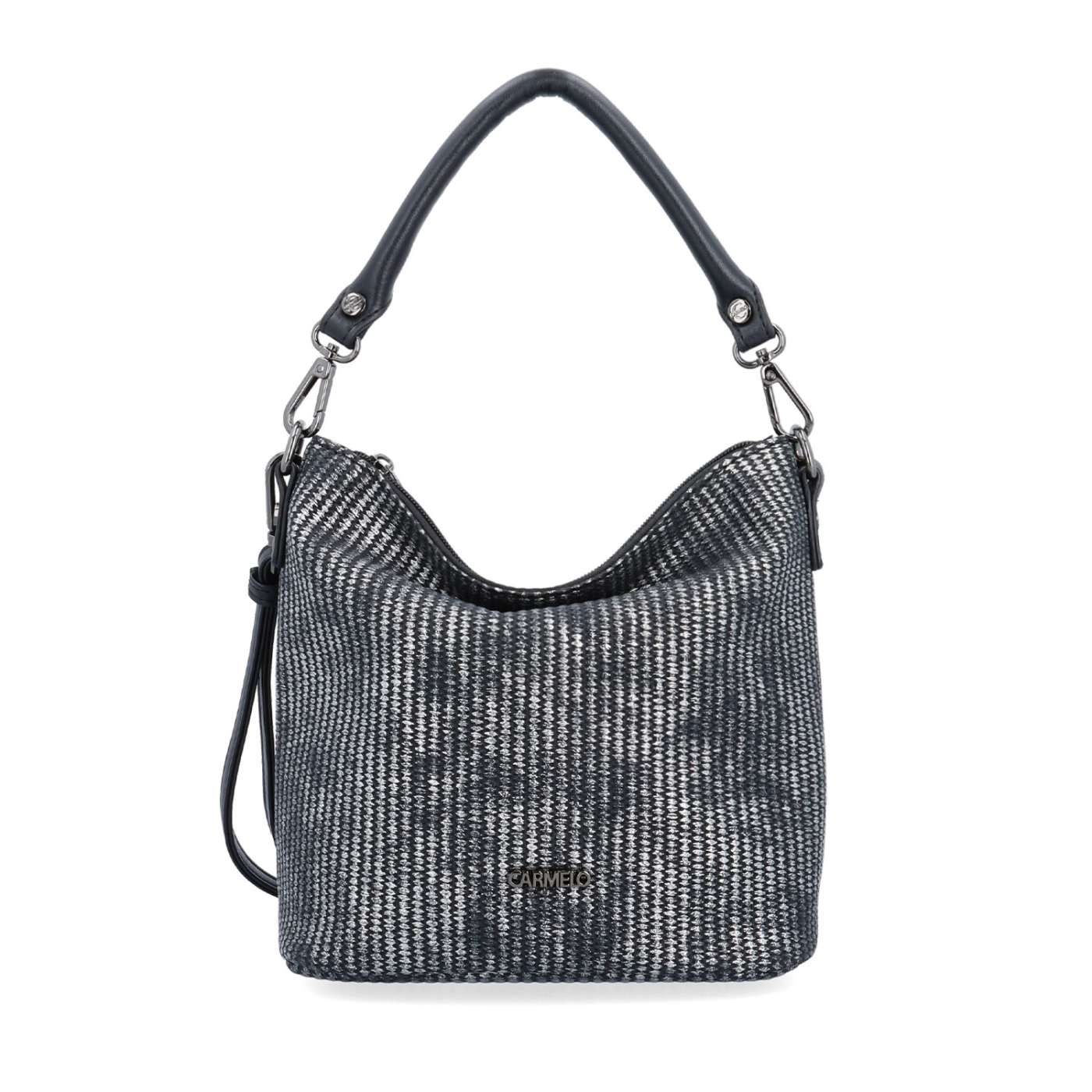 Stylová crossbody kabelka s originálním vzorem Carmelo materiál syntetická kůže zapínání na zip barva metalická velikost malá 4380 STR Zepředu