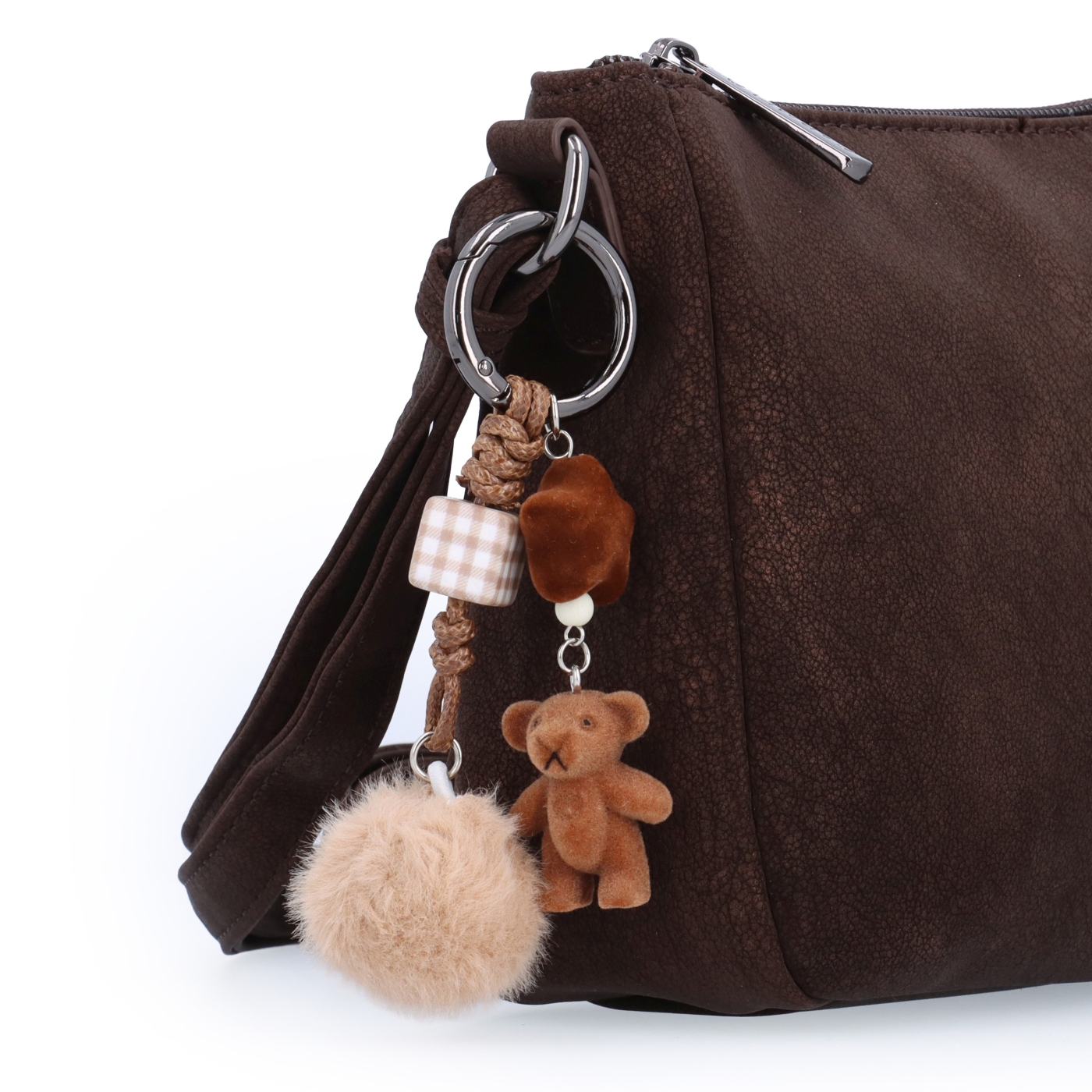 Elegantní malá crossbody kabelka Carmelo materiál syntetická kůže zapínání na zip barva hnědá velikost malá 4666 H Detail