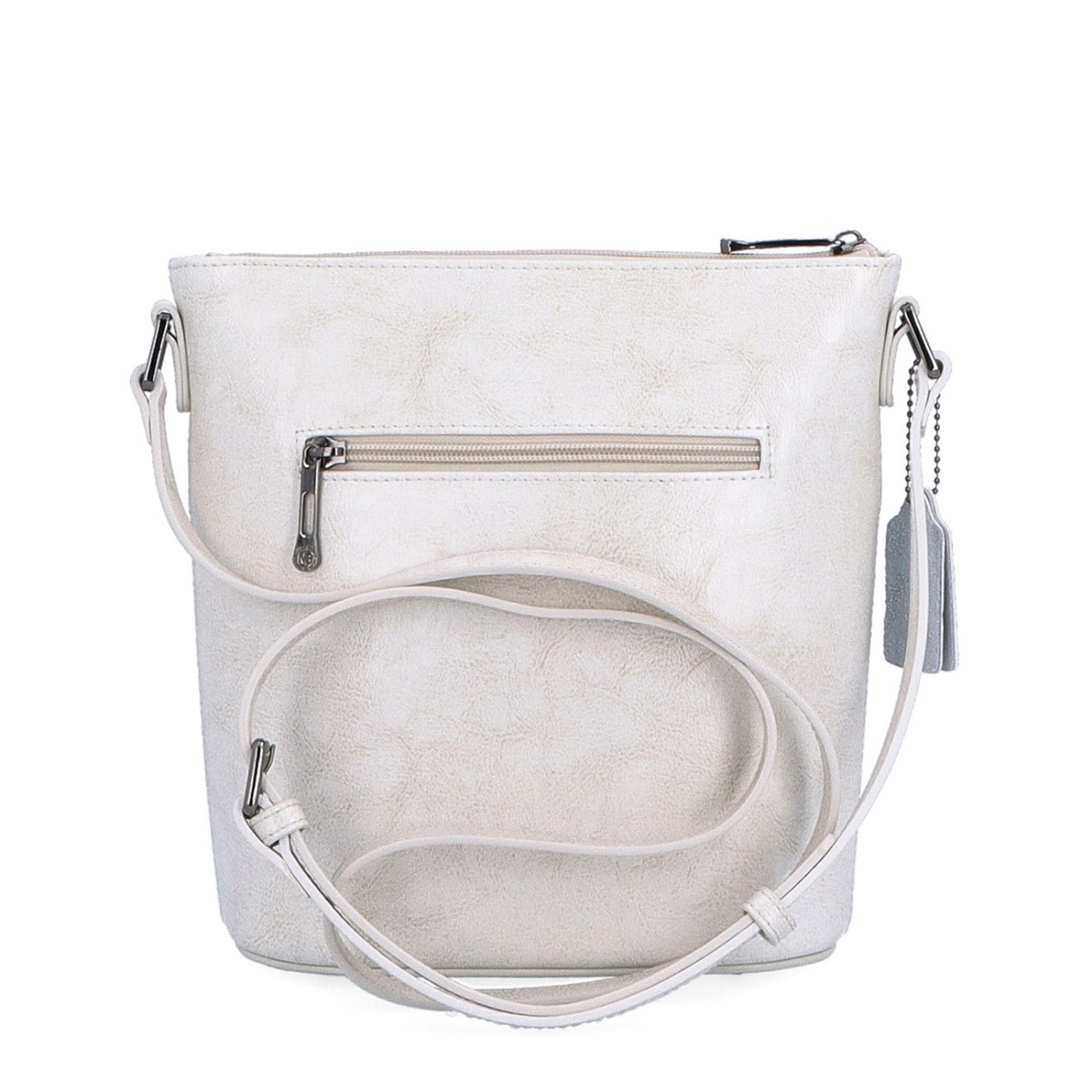 Luxusní kožená crossbody kabelka Noelia Bolger materiál kůže zapínání na zip barva bílá velikost malá NB 0077 OW Zezadu