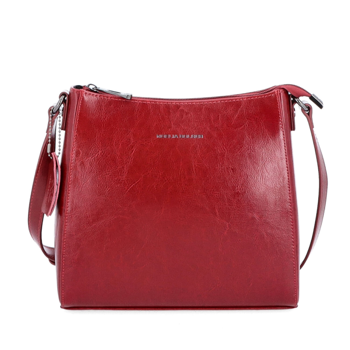 Nadčasová crossbody kabelka z pravé kůže Noelia Bolger materiál kůže zapínání na zip barva červená velikost malá NB 0079 TCV Zepředu
