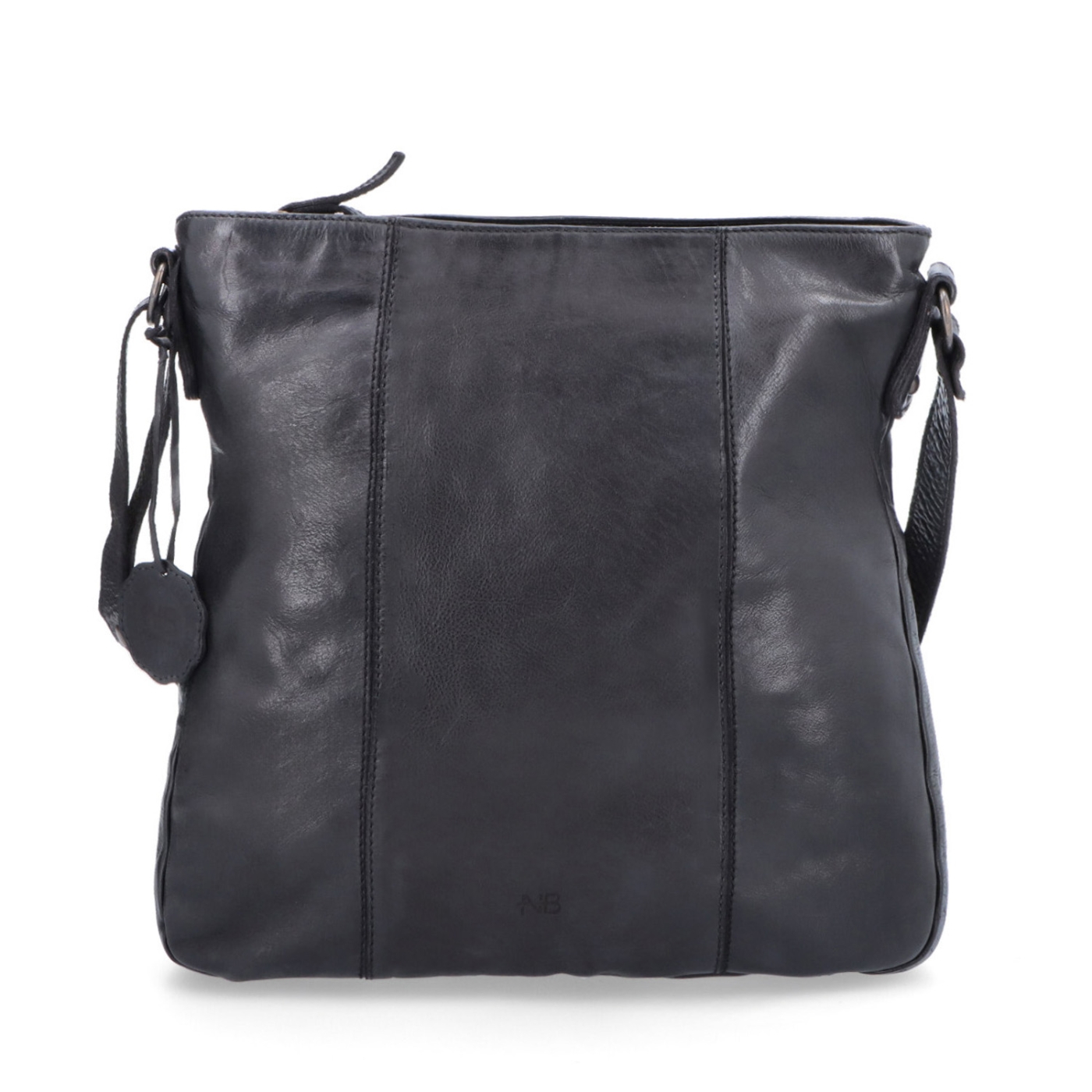 Kožená crossbody kabelka s prošíváním Noelia Bolger materiál kůže zapínání na zip barva černá velikost střední NB 2002 C Zepředu