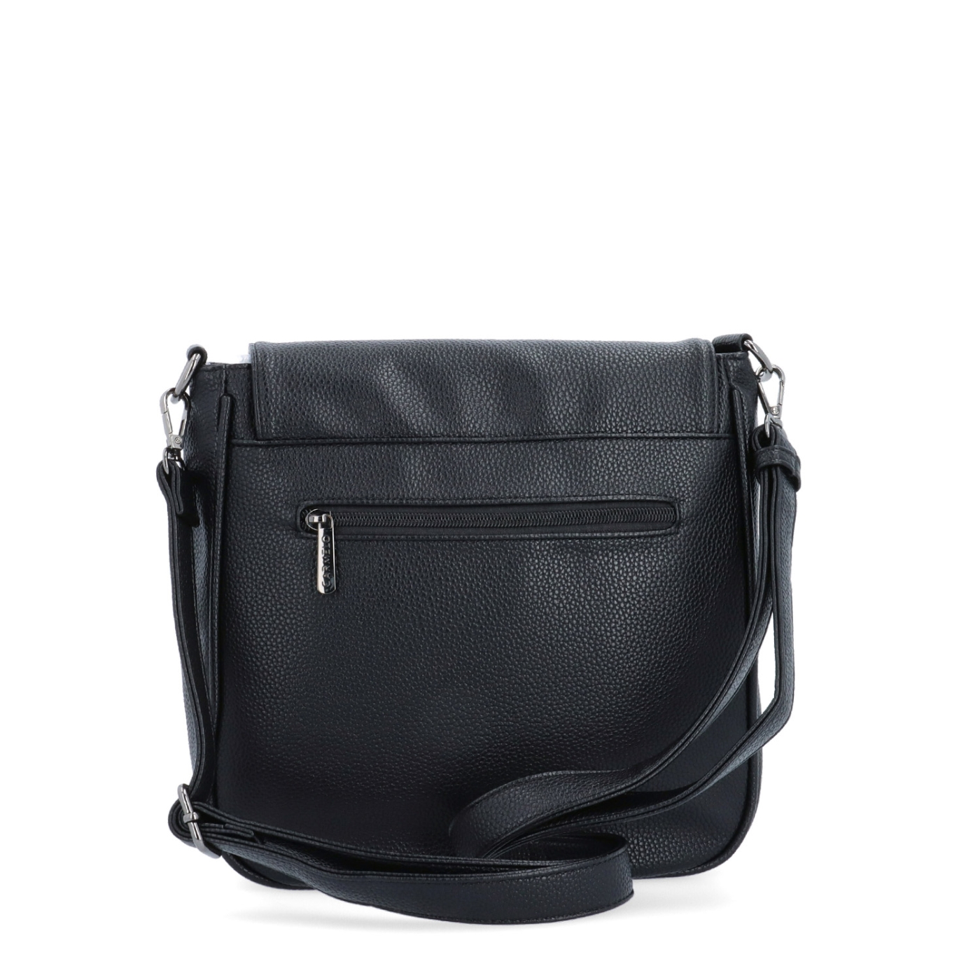 Syntetická crossbody kabelka s výraznou sponou Carmelo materiál syntetická kůže zapínání s klopou barva černá velikost střední 4363 C Zezadu