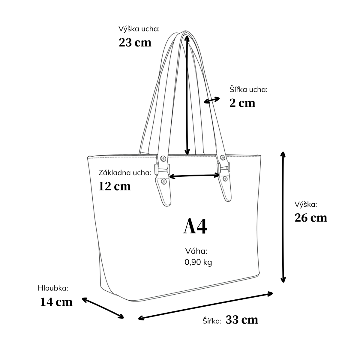 Shopper kabelka přes rameno Noelia Bolger materiál kůže zapínání na zip barva bílá velikost velká NB 0047 OW Rozměry