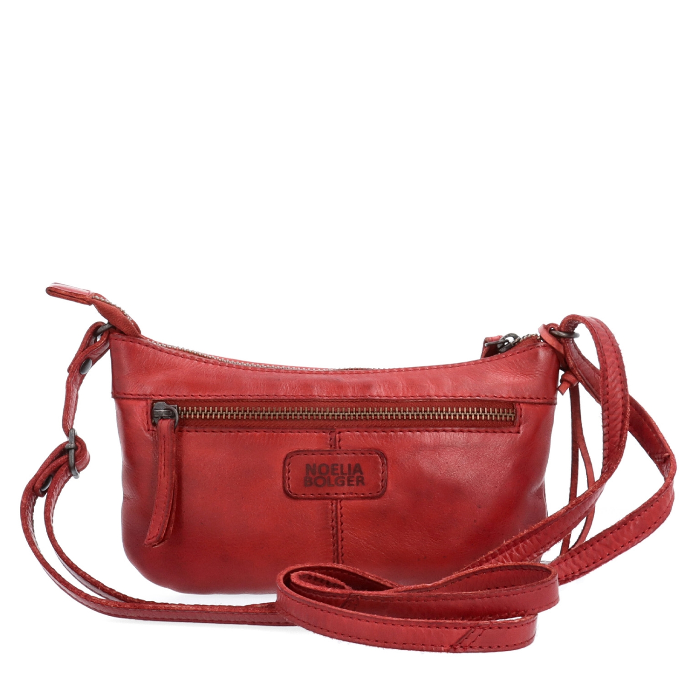Malá elegantní kožená crossbody kabelka Noelia Bolger materiál kůže zapínání na zip barva červená velikost malá NB 2420 CV Zezadu