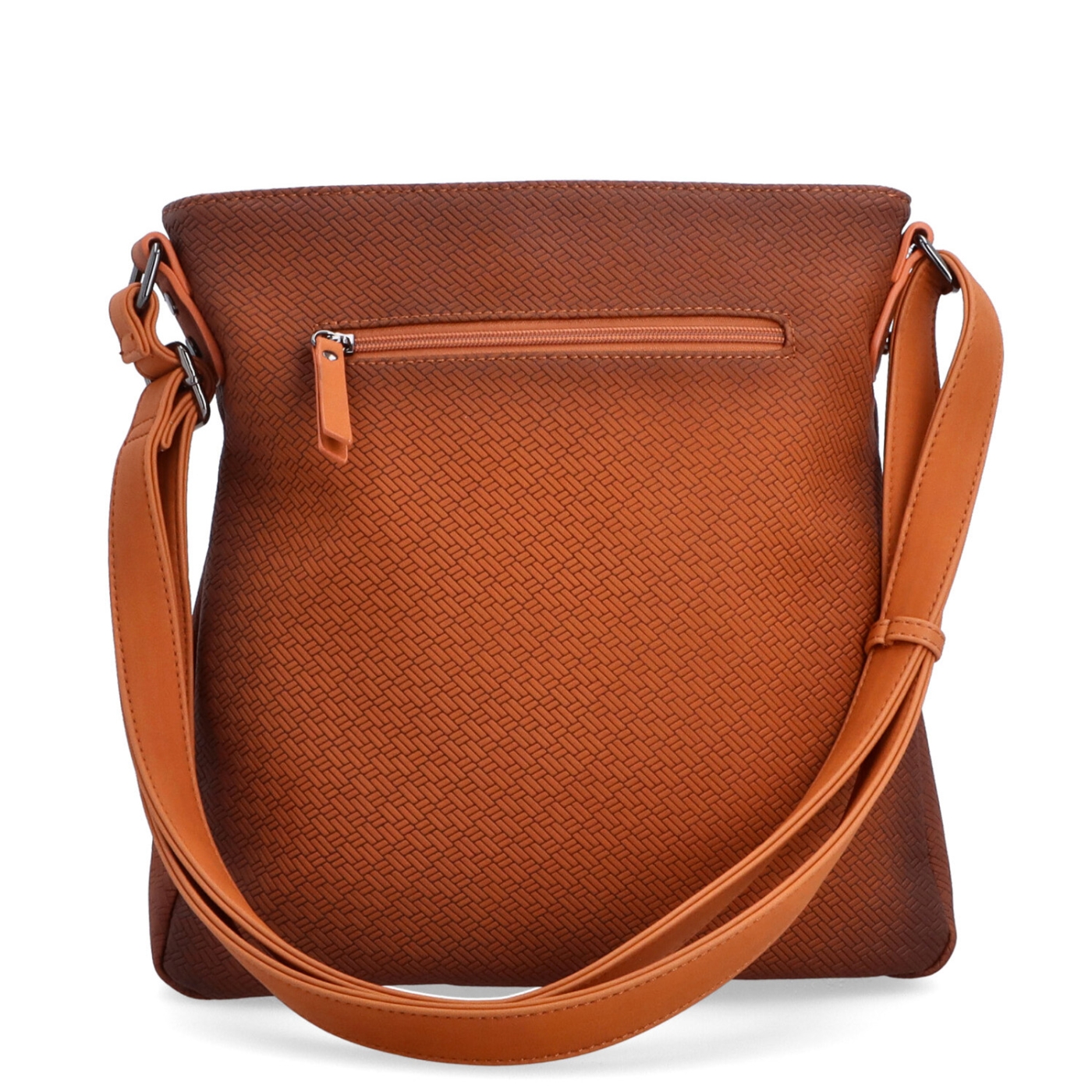 Střední jednoduchá crossbody kabelka Indee materiál syntetická kůže zapínání na zip barva oranžová velikost střední 6317 O Zezadu