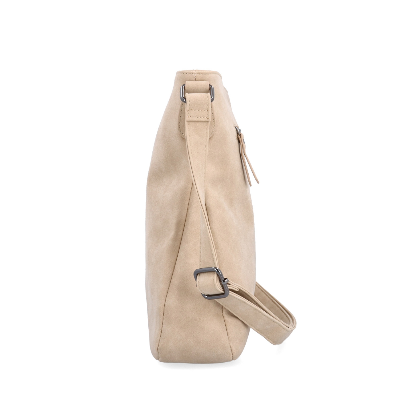 Stylová crossbody kabelka s čistým designem Tangerin materiál syntetická kůže zapínání na zip barva béžová velikost střední 1101 BE Z boku