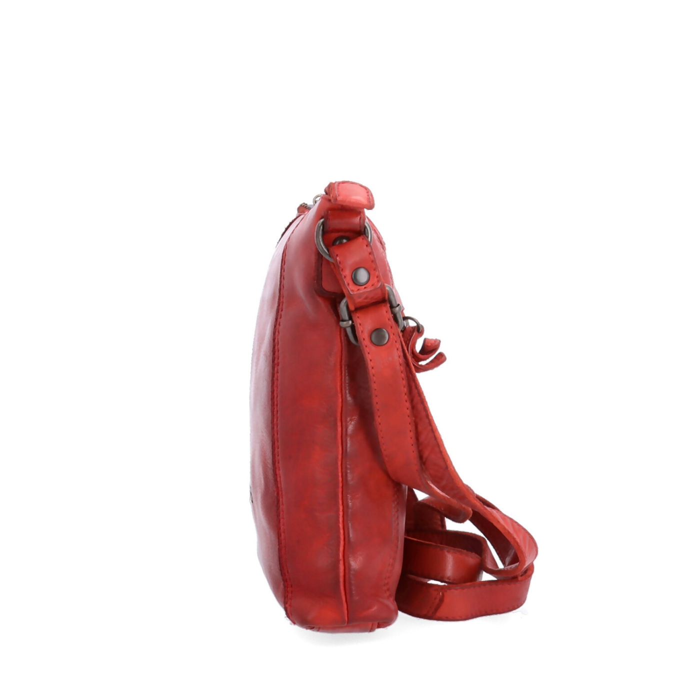 Malá kožená crossbody s prošitím Noelia Bolger materiál kůže zapínání na zip barva červená velikost malá NB 2086 CV Z boku