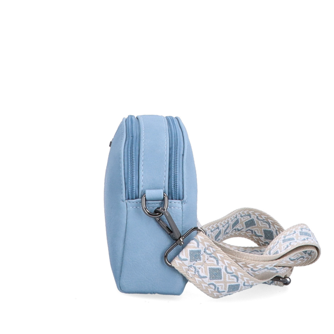 Malá crossbody kabelka svýrazným popruhem Tangerin materiál syntetická kůže zapínání na zip barva modrá velikost malá 8044 SM Z boku