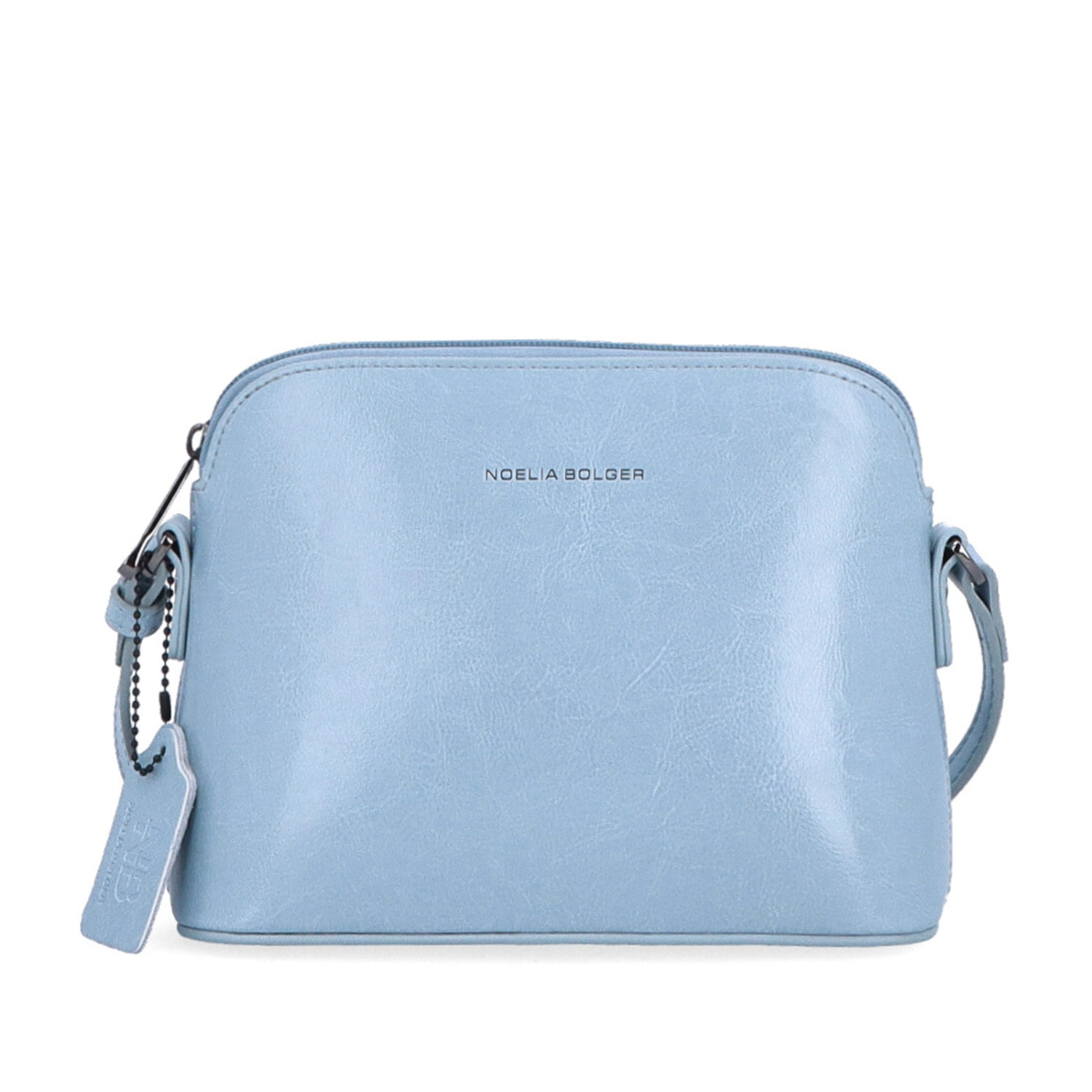 Luxusní malá kožená crossbody kabelka Noelia Bolger materiál kůže zapínání na zip barva modrá velikost malá NB 0080 SM Zepředu