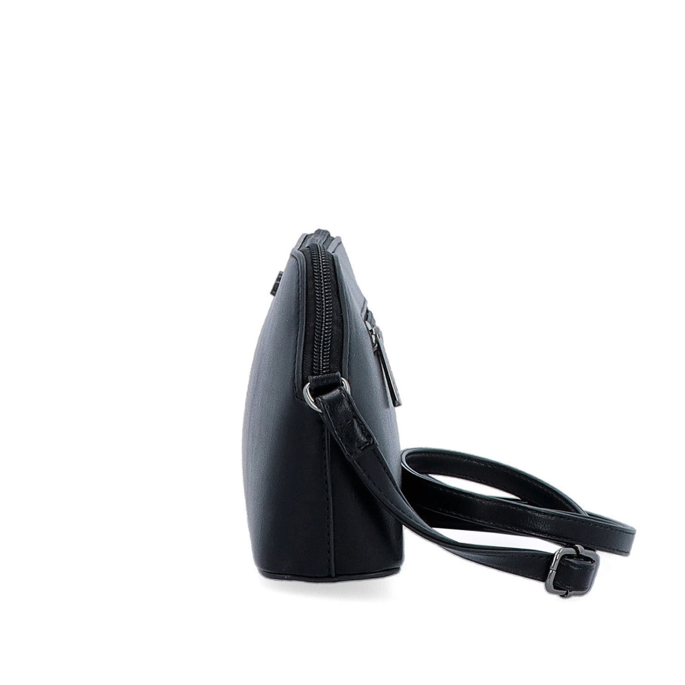 Jemná, minimalistická crossbody kabelka LeSands materiál syntetická kůže zapínání na zip barva černá velikost malá 7718 C Z boku