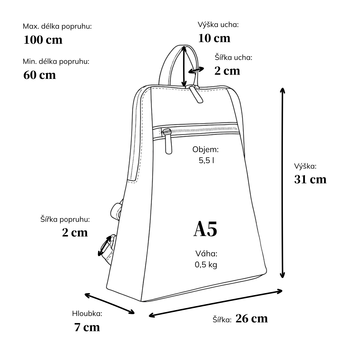 Designový městský batoh Tangerin materiál syntetická kůže zapínání na zip barva červená velikost střední 8027 CV Rozměry