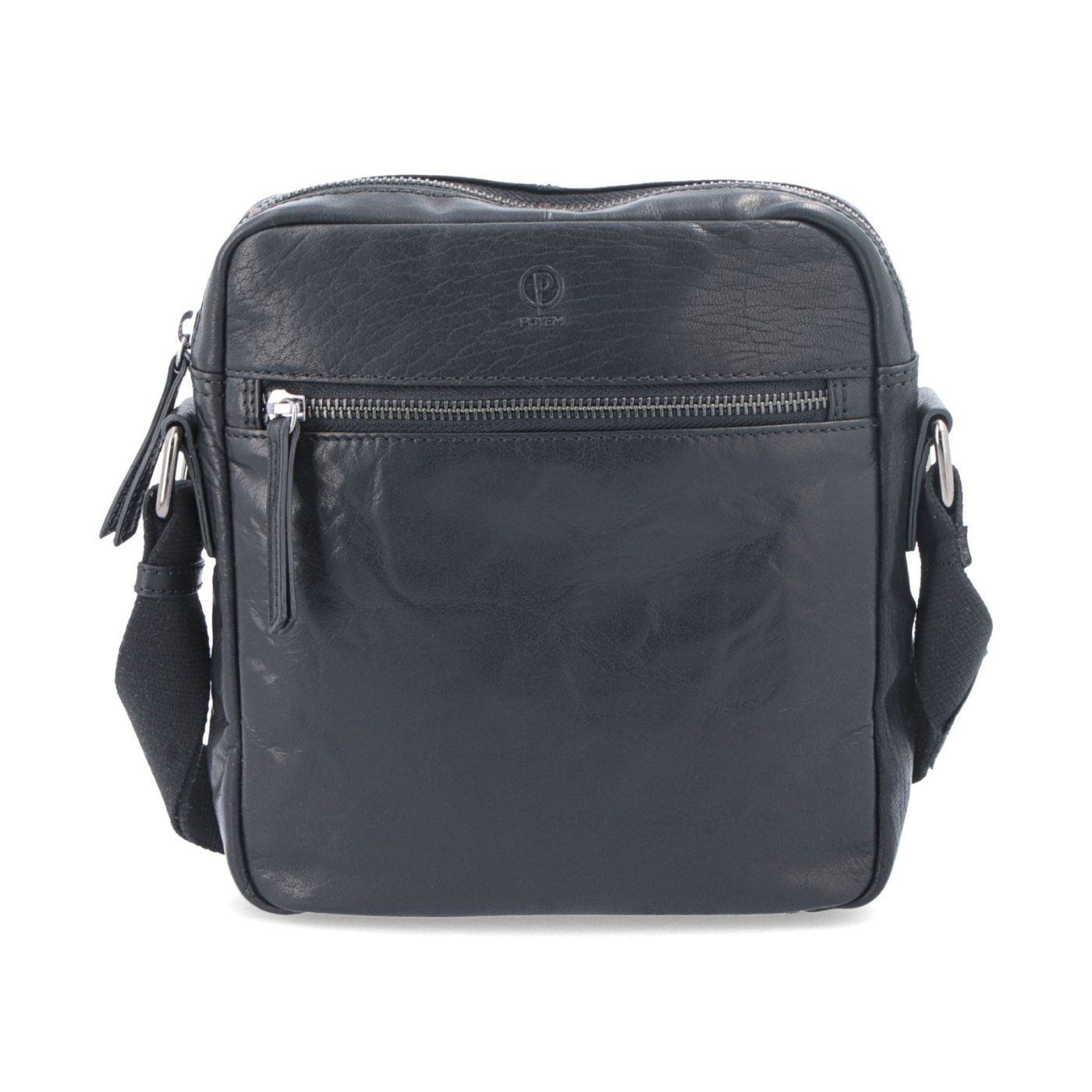 Kožená crossbody taška Poyem materiál kůže barva černá velikost malá 2206 Poyem C Zepředu