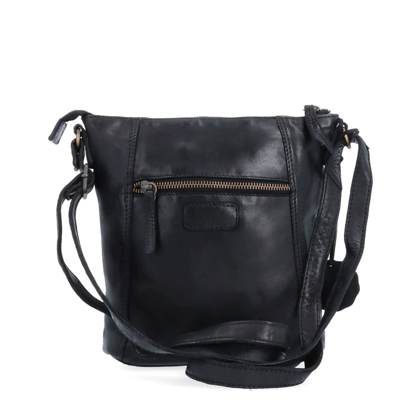 Malá kožená crossbody s prošitím Noelia Bolger materiál kůže zapínání na zip barva černá velikost malá NB 2086 C Zezadu