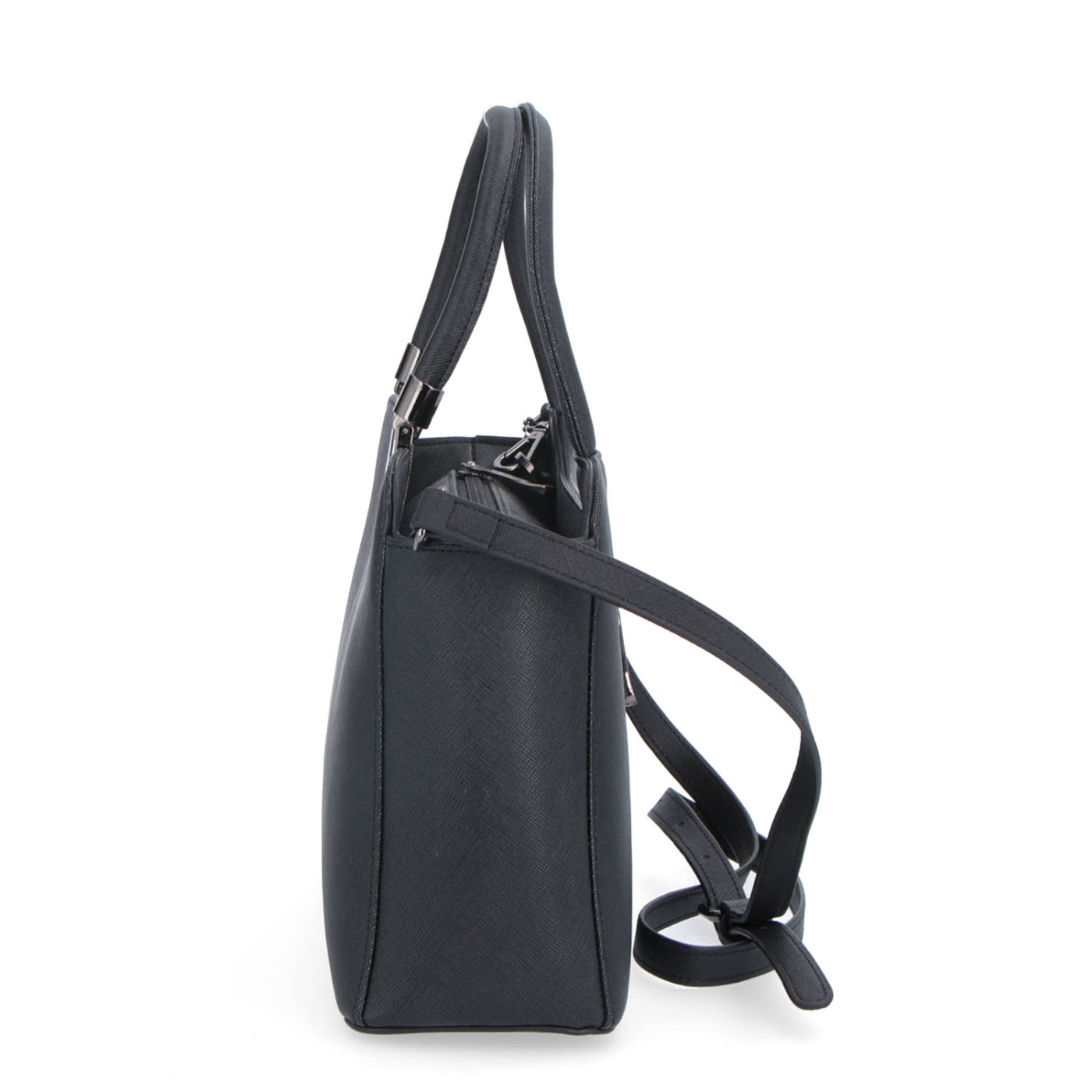 Elegantní kabelka do ruky Noelia Bolger materiál kůže zapínání na zip barva černá velikost malá NB 0040 C Z boku