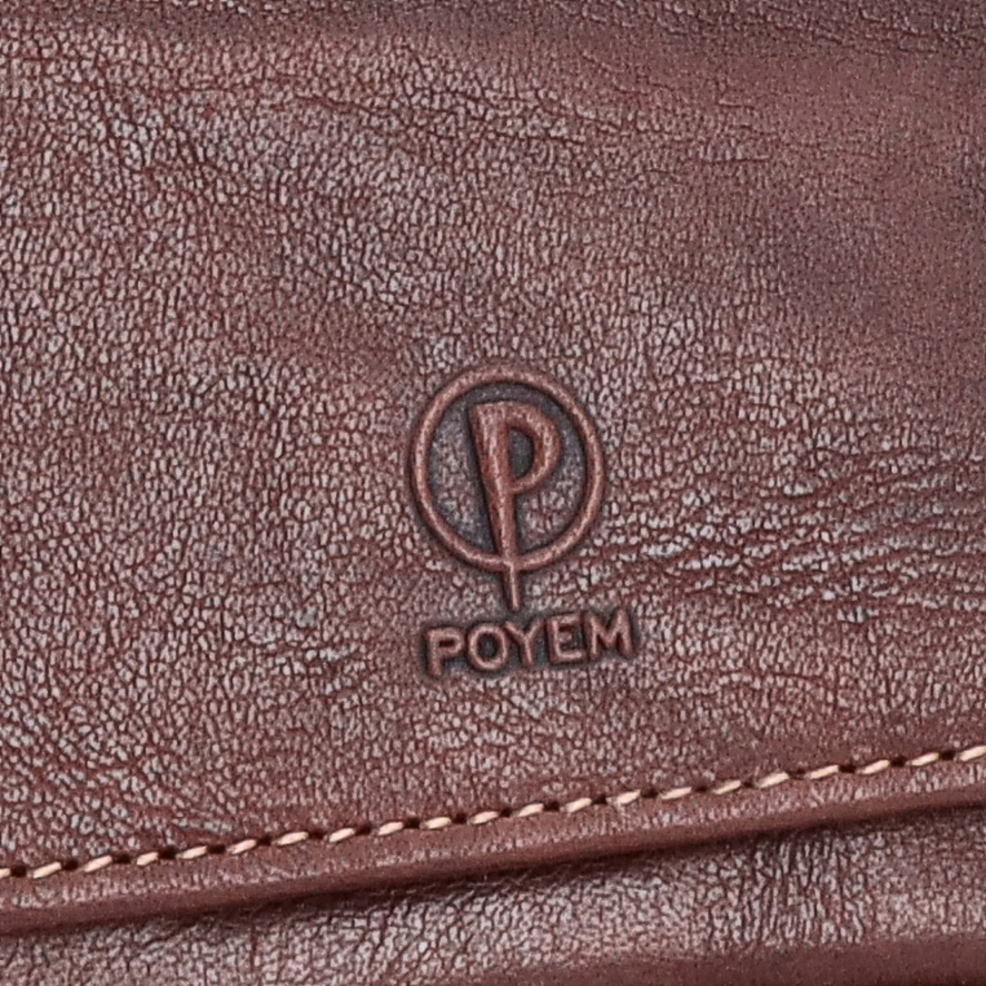 Luxusní kožená peněženka Poyem materiál kůže zapínání na cvoček barva hnědá velikost malá 5227 Poyem H Logo