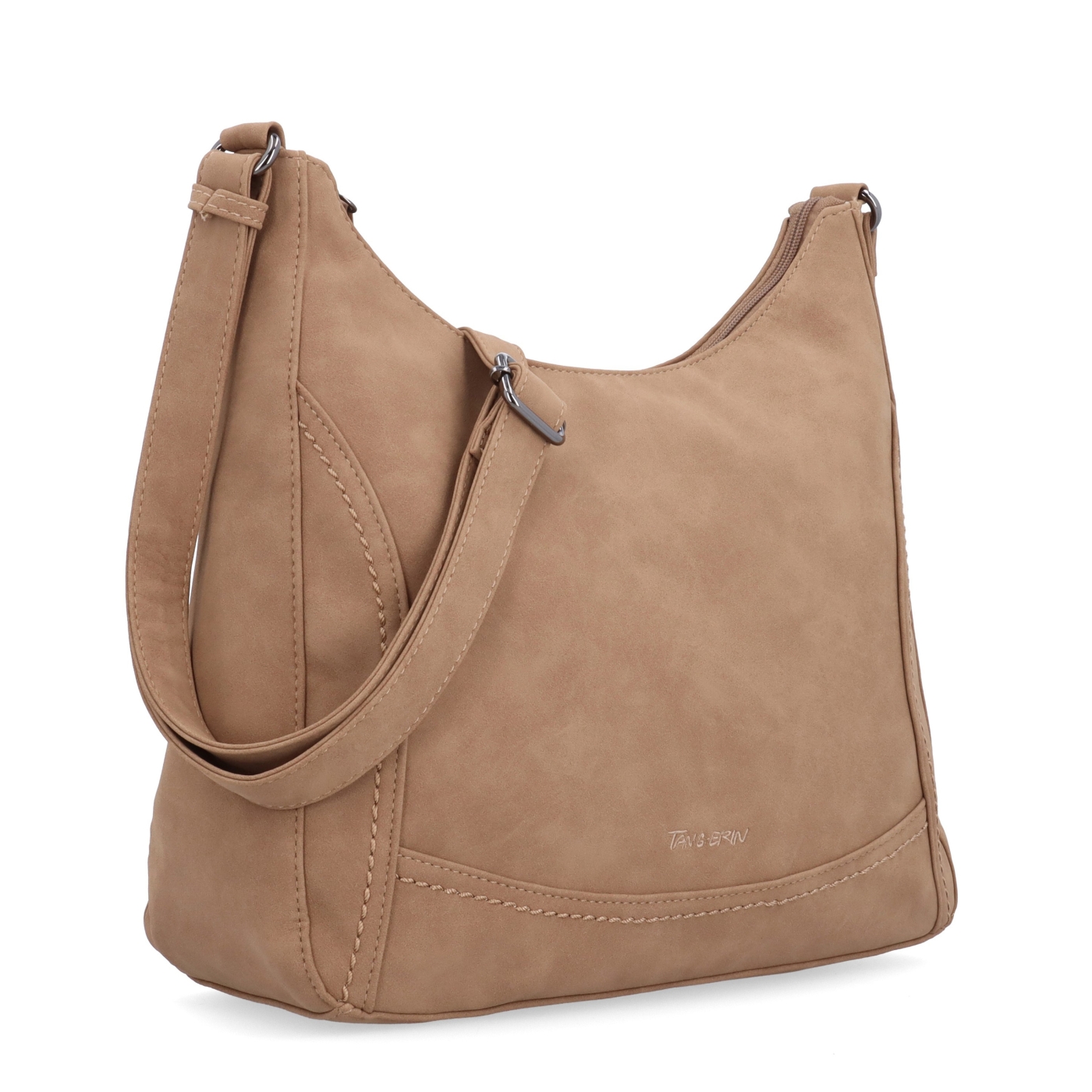 Crossbody syntetická kabelka s prošitím Tangerin materiál syntetická kůže zapínání na zip barva béžová velikost střední 1104 MO