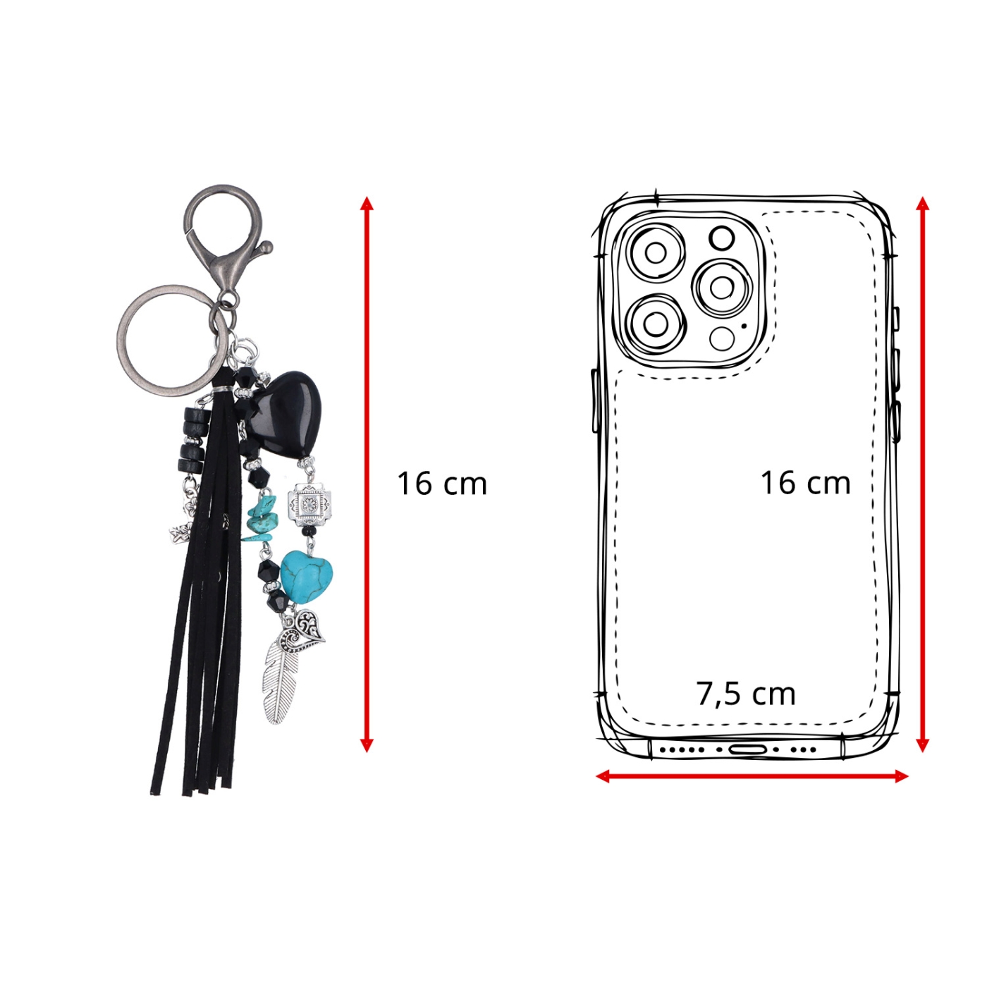 Ozdobný přívěsek na kabelku se srdíčkem Indee materiál kov barva multicolor D006