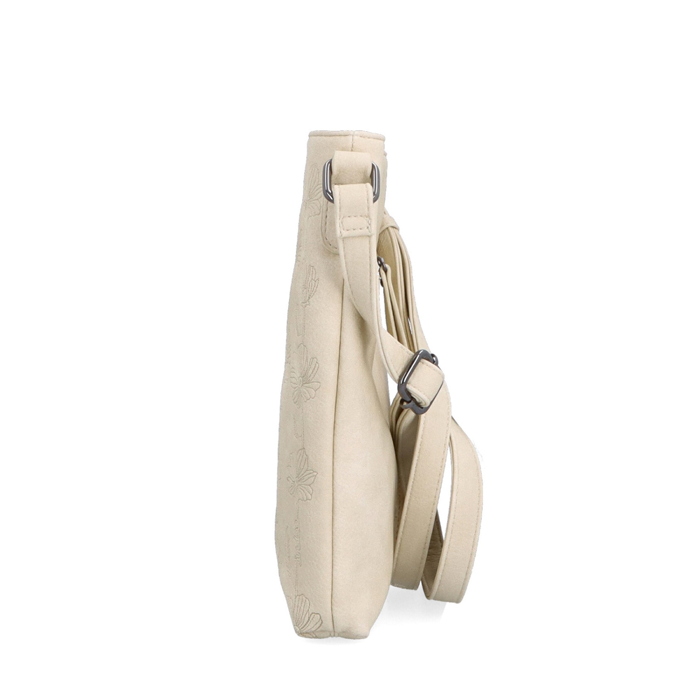 Středně velká crossbody kabelka s motivem Indee materiál syntetická kůže zapínání na zip barva béžová velikost malá 6329 BE Z boku