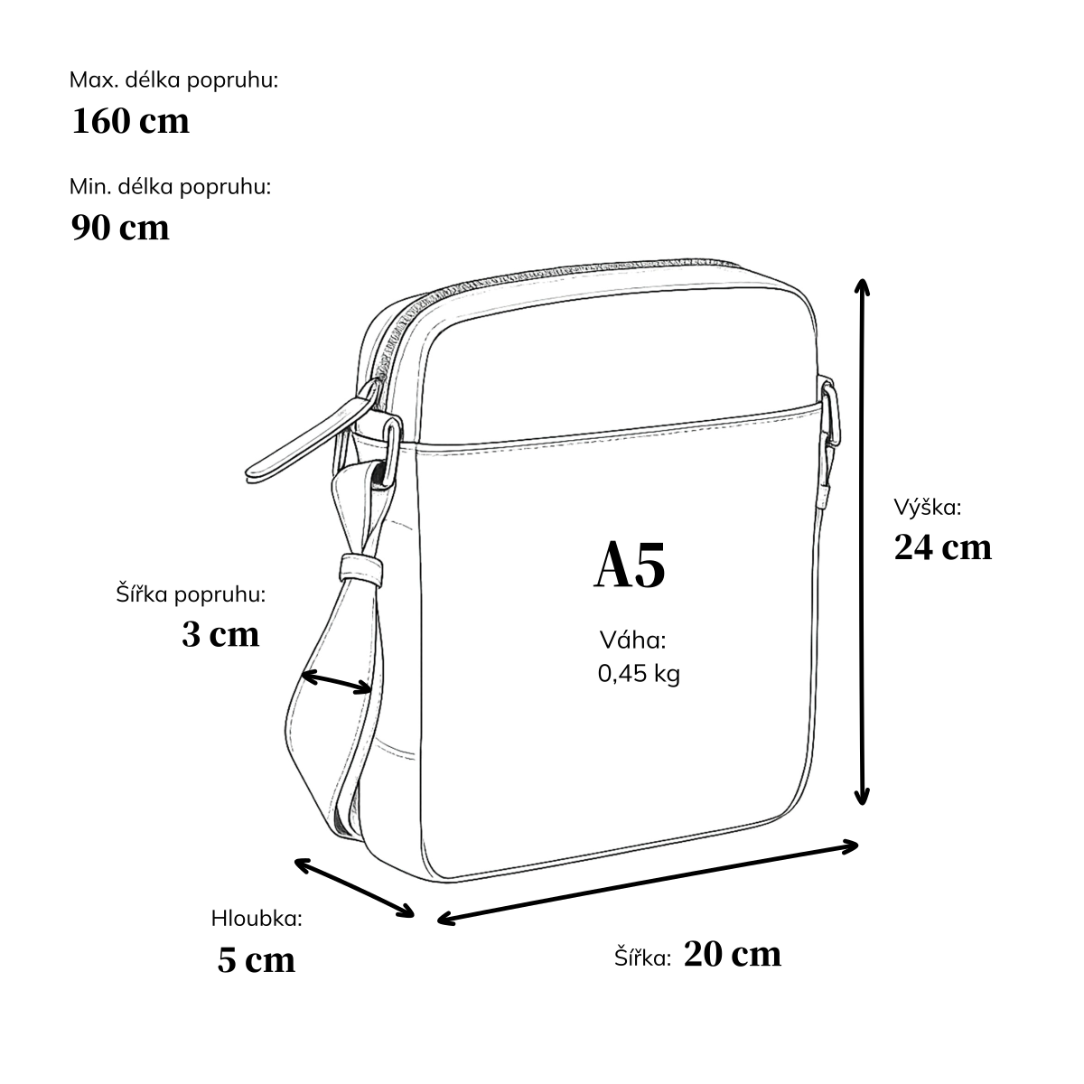 Kožená crossbody taška Poyem materiál kůže barva koňaková velikost malá 2200 Poyem KO Rozměry
