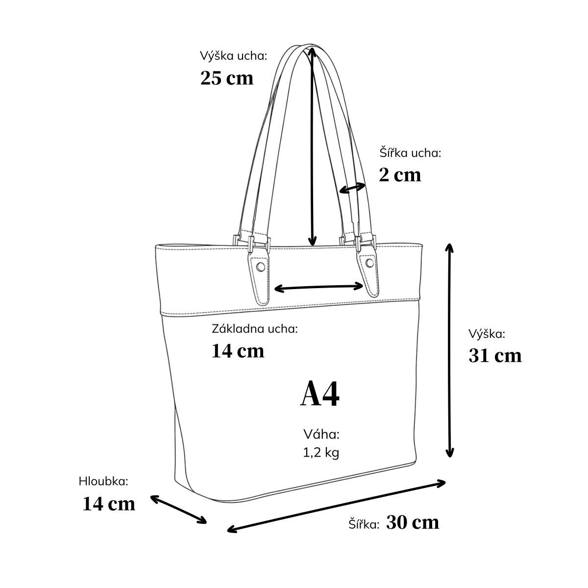 Kožená shopper kabelka Noelia Bolger materiál kůže barva černá velikost velká NB 0076 C Rozměry