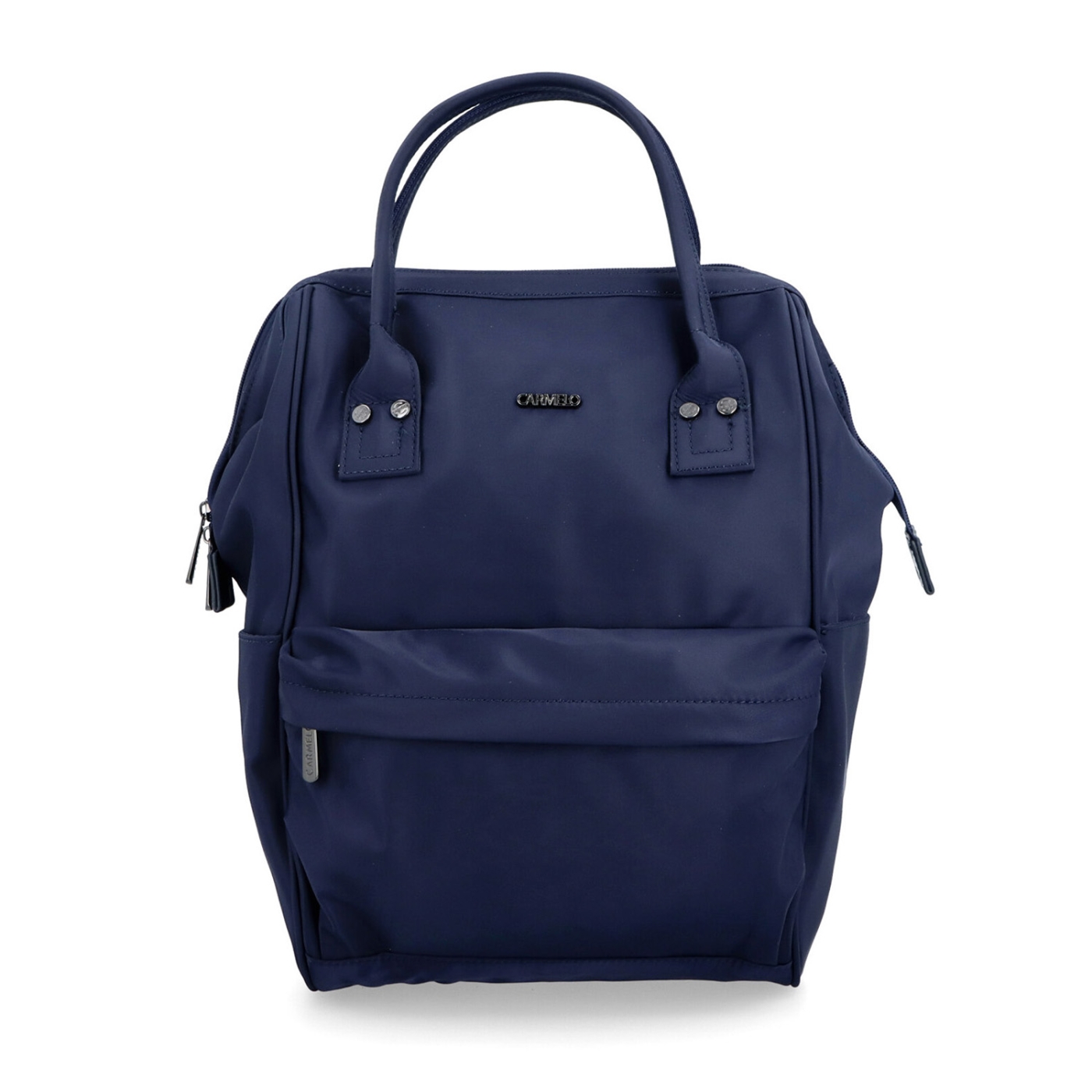 Velký praktický batoh značky Carmelo Carmelo materiál nylon zapínání na zip barva modrá velikost velká 4319 TM Zepředu