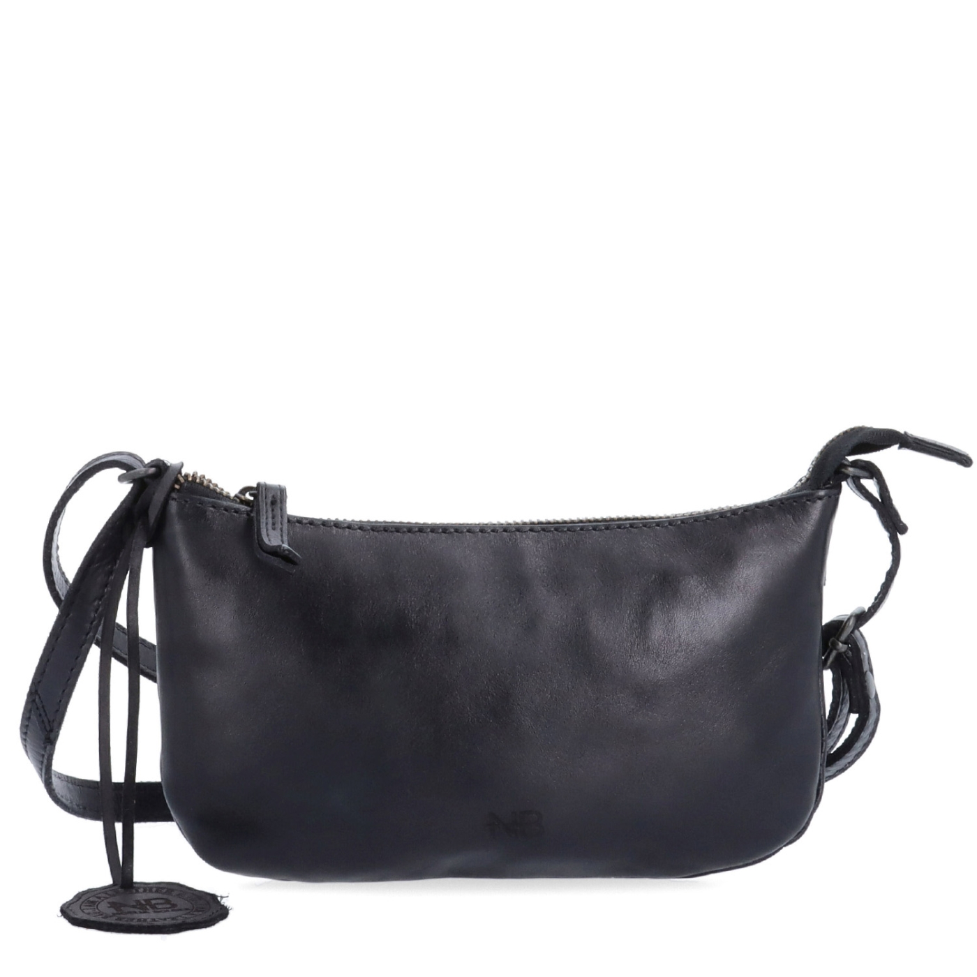 Malá elegantní kožená crossbody kabelka Noelia Bolger materiál kůže zapínání na zip barva černá velikost malá NB 2420 C Zepředu