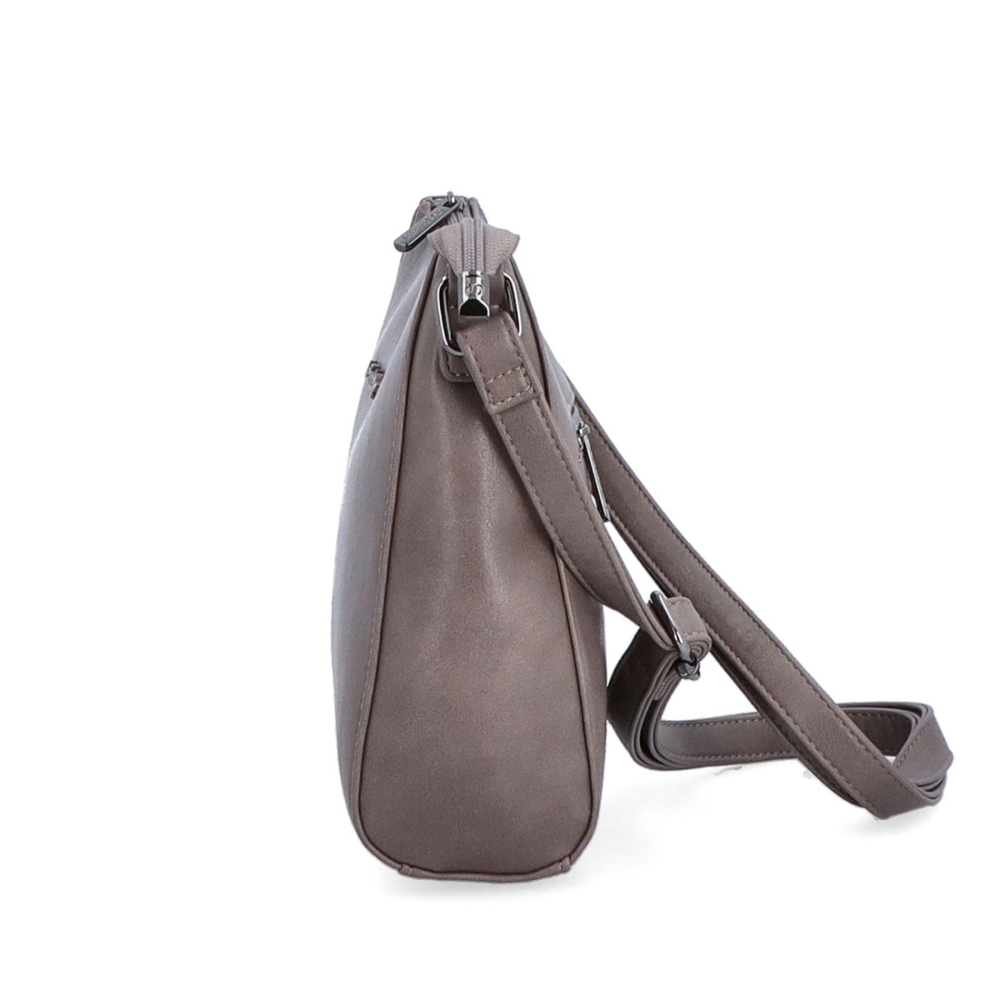Minimalistická crossbody kabelka do města Le Sands materiál syntetická kůže zapínání na zip barva taupe velikost malá 7706 T Z boku