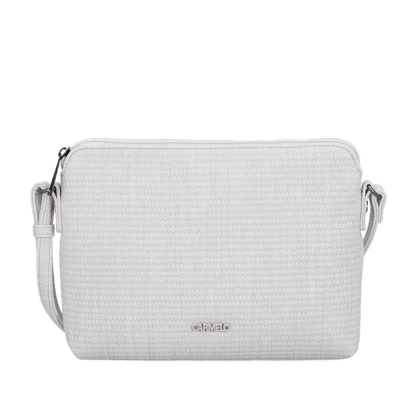 Malá crossbody kabelka s jemným elegantním vzorem Carmelo materiál syntetická kůže zapínání na zip barva béžová velikost malá 4337 K Zepředu