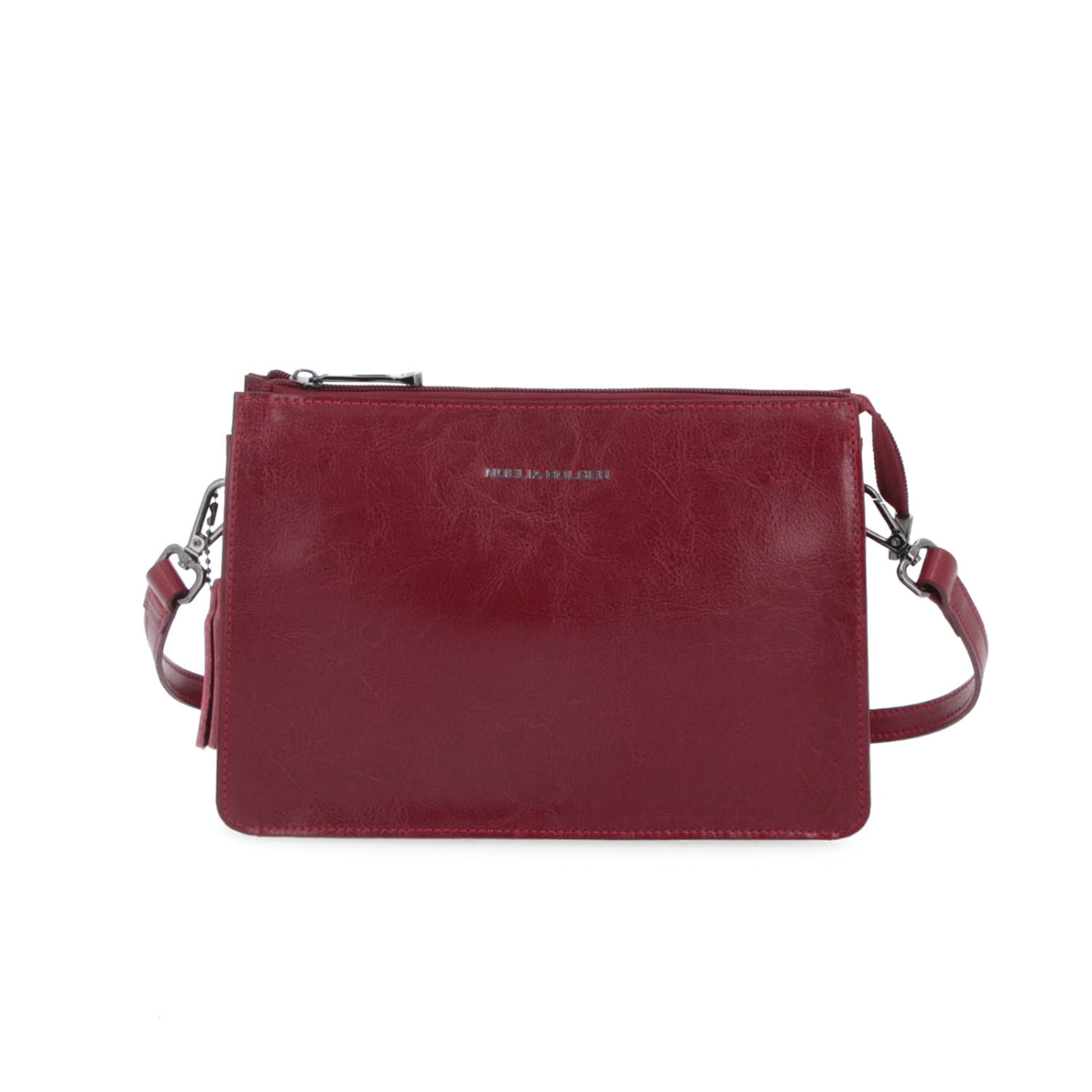 Malá kožená crossbody kabelka Noelia Bolger materiál kůže zapínání na zip barva červená velikost malá NB 0046 TCV Zepředu
