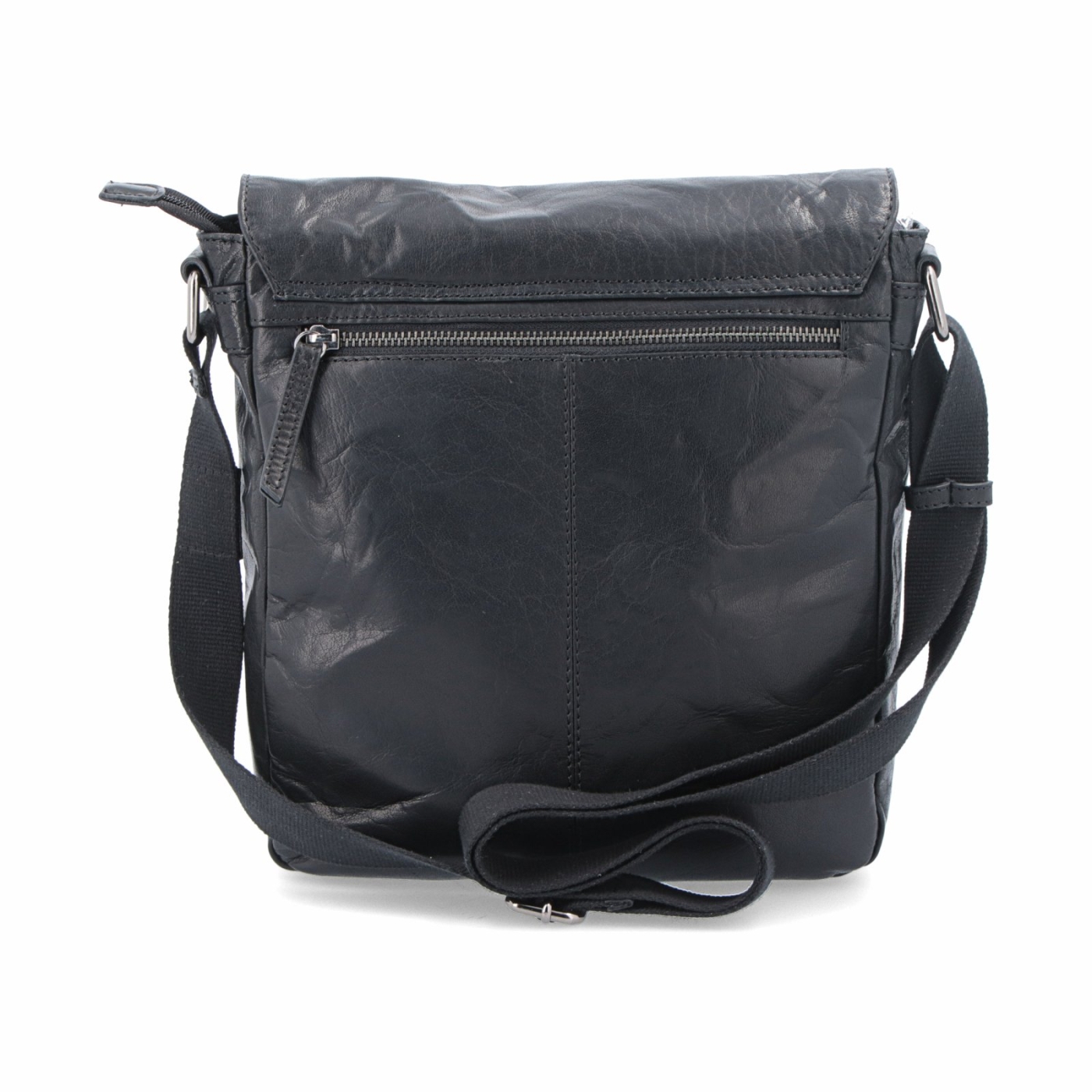 Kožená crossbody klopna Poyem materiál kůže zapínání s klopou barva černá velikost střední 2207 Poyem C Zezadu