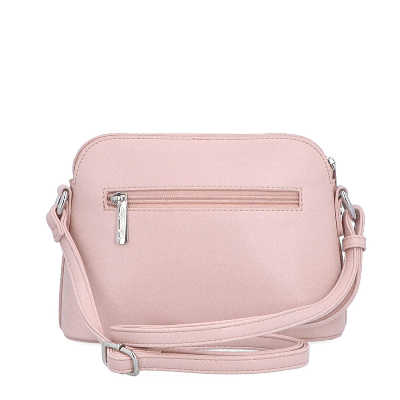 Minimalistická crossbody kabelka LeSands materiál syntetická kůže zapínání na zip barva růžová velikost malá 7710 R Zezadu