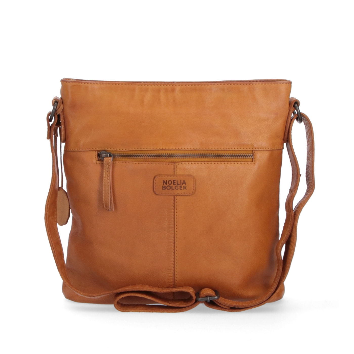 Kožená crossbody kabelka ve vintage stylu Noelia Bolger materiál kůže zapínání na zip barva žlutá velikost malá NB 2001 ZLU Zezadu