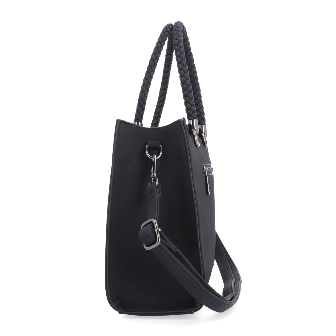 Dámská kabelka s odnímatelným crossbody popruhem Le Sands materiál syntetická kůže zapínání na zip barva černá velikost střední 4648 C Z boku