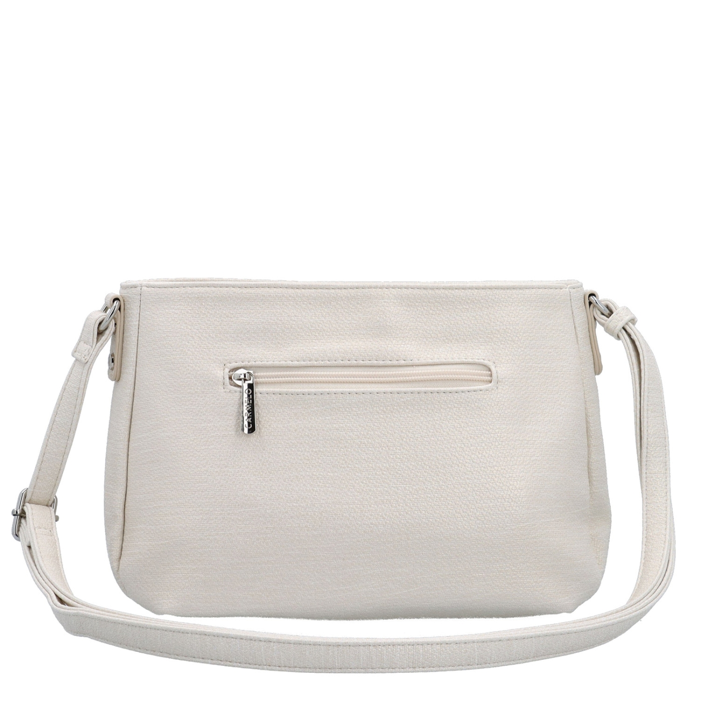 Praktická a elegantní crossbody kabelka Carmelo materiál syntetická kůže zapínání na zip barva béžová velikost střední 4605 K Zezadu