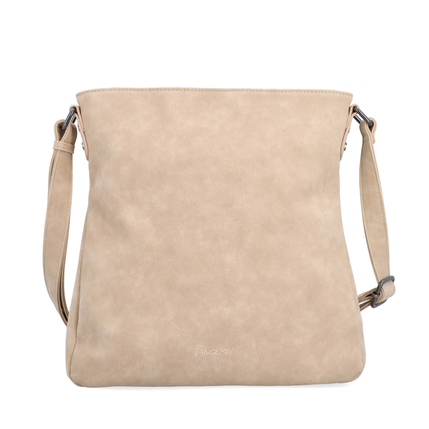 Stylová crossbody kabelka s čistým designem Tangerin materiál syntetická kůže zapínání na zip barva béžová velikost střední 1101 BE Zepředu